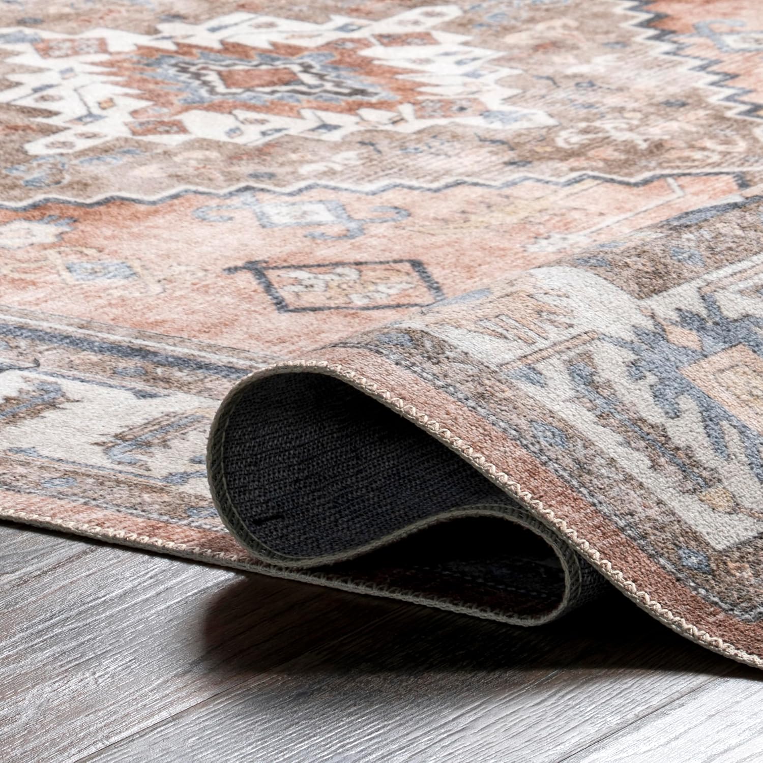 nuLOOM Lawrence – Alfombra tradicional ultrafina, lavable a máquina, 5 x 8 pulgadas, color óxido