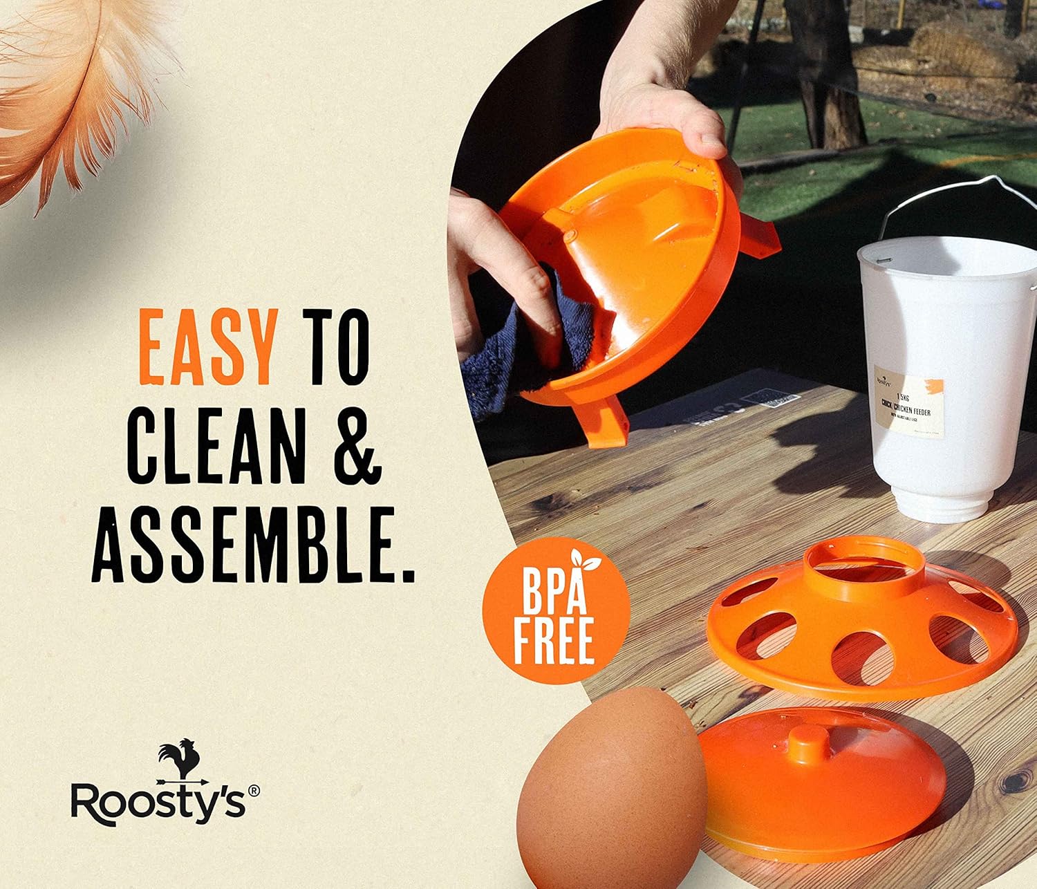 Roosty’s – 2 comederos para pollitos de 3.3 lbs de llenado superior y bebedero para pollos de 1,5 l – Comederos y bebederos de pollo  Comedero