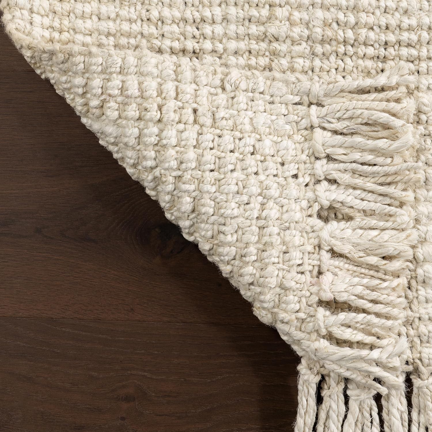 nuLOOM – Alfombra gruesa de yute Daniela Farmhouse, redonda, de 8 pies, color blanco hueso