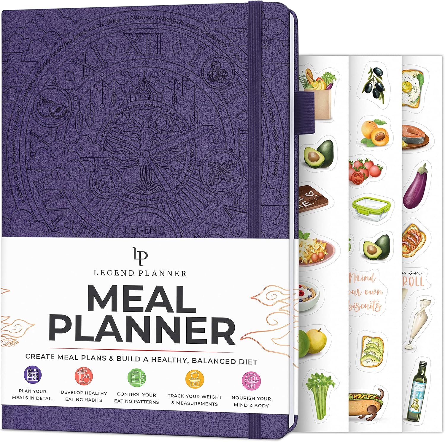 Legend – Agenda de comidas  Diario semanal de preparación de comidas y nutrición con lista de comestibles y rastreador de pérdida de peso  Registro