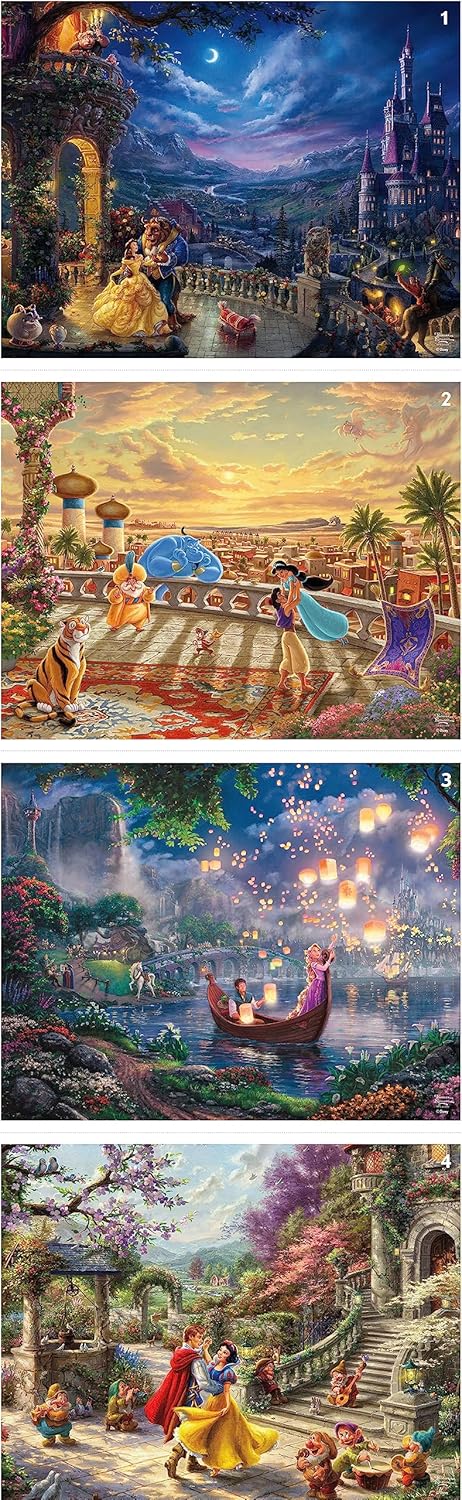 Ceaco – Paquete múltiple 4 en 1 – Disney – Thomas Kinkade – (4) rompecabezas de 500 piezas
