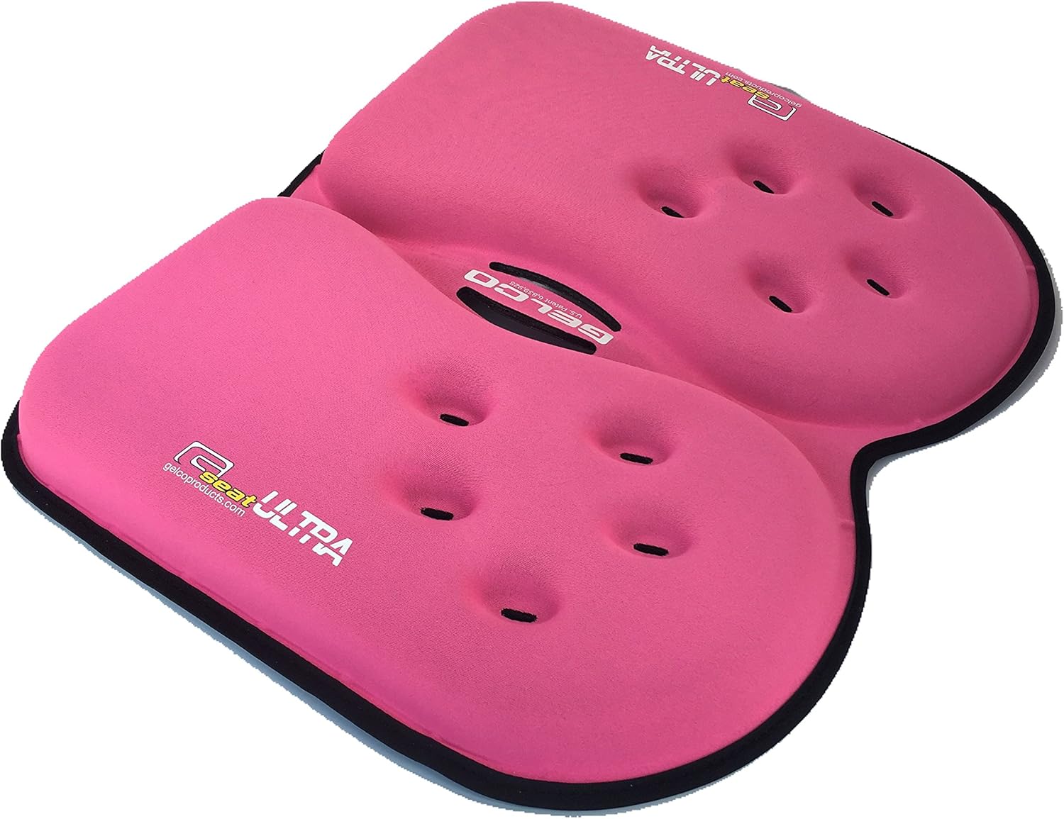 Cojín de asiento GSEAT ULTRA para el dolor de espalda, malestar del cóccix y alivio de la ciática (negro, rosa y verde) de Gelco, 95, Rosado, 1