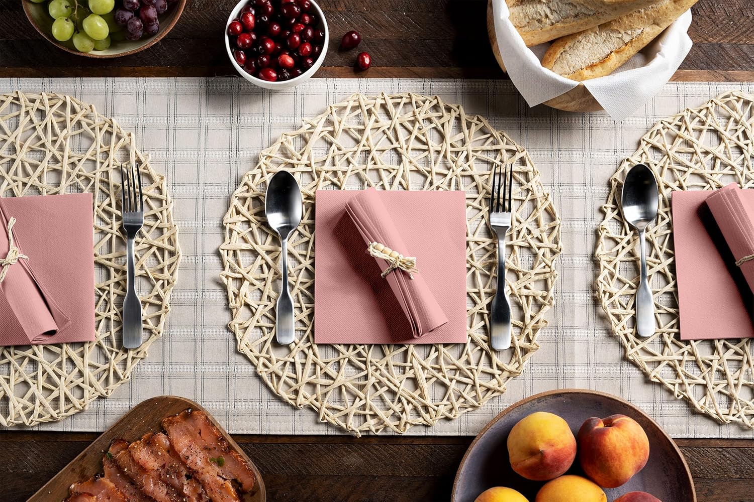 Linen-Feel – Servilletas de papel de colores de color rosa, suaves y absorbentes, para cocina, fiesta, boda, cena o cualquier ocasión (paquete de 50)