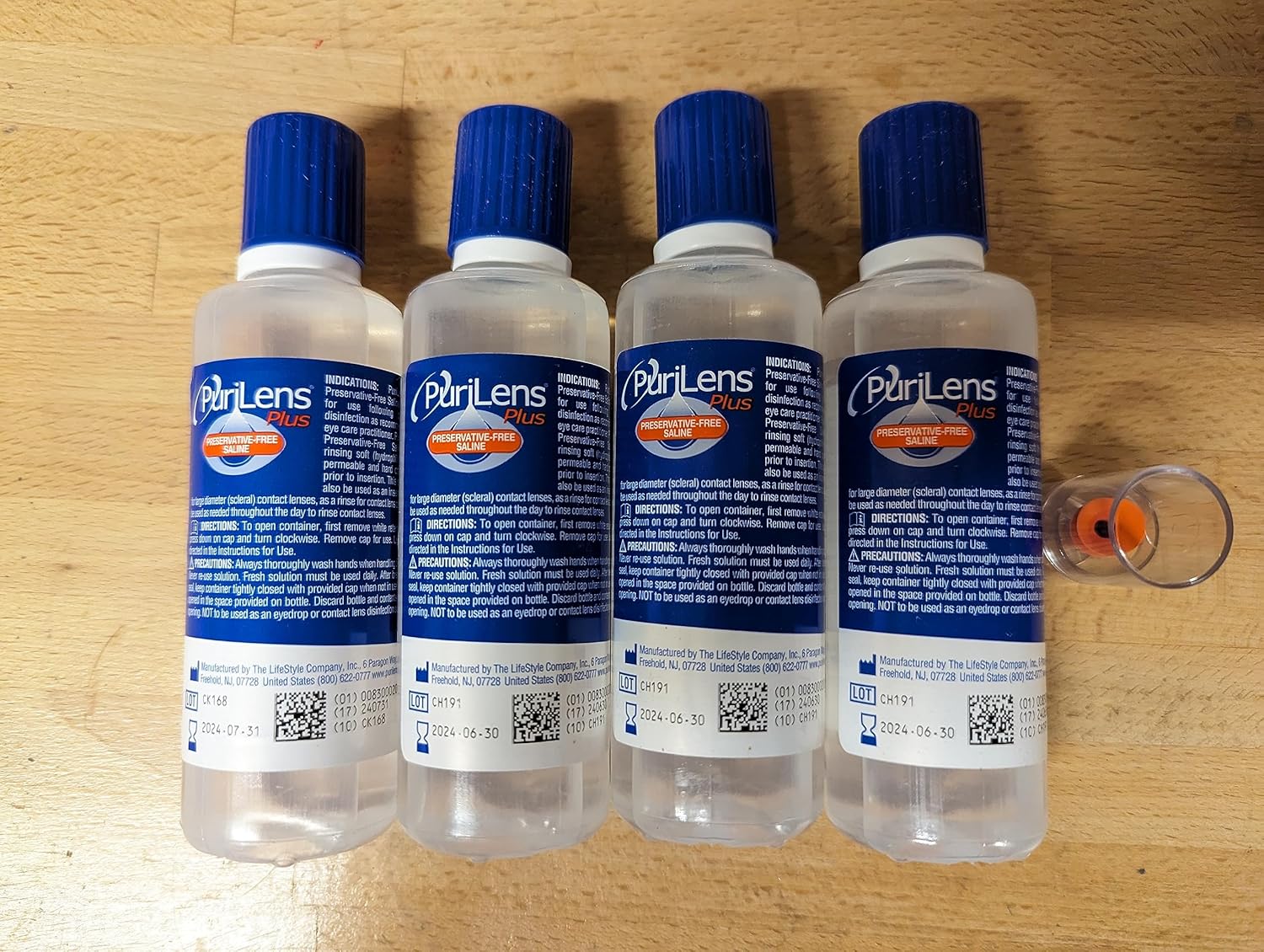 (4) Paquete de manipulador de lentes de contacto grande purilens Plus Saline + Scleral Cup (los colores varían)