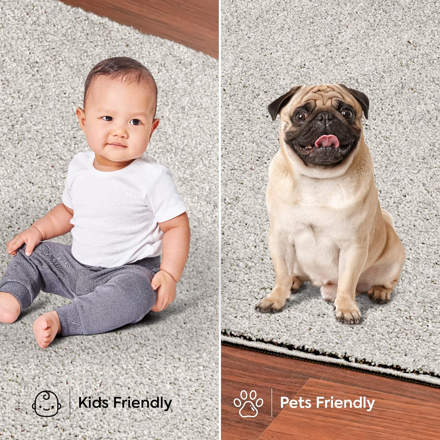 Alfombrilla de color liso, de felpa, moderna, alfombra adecuada para los niños y mascotas Fabricada en EE.UU., forma rectangular, alfombrilla ideal