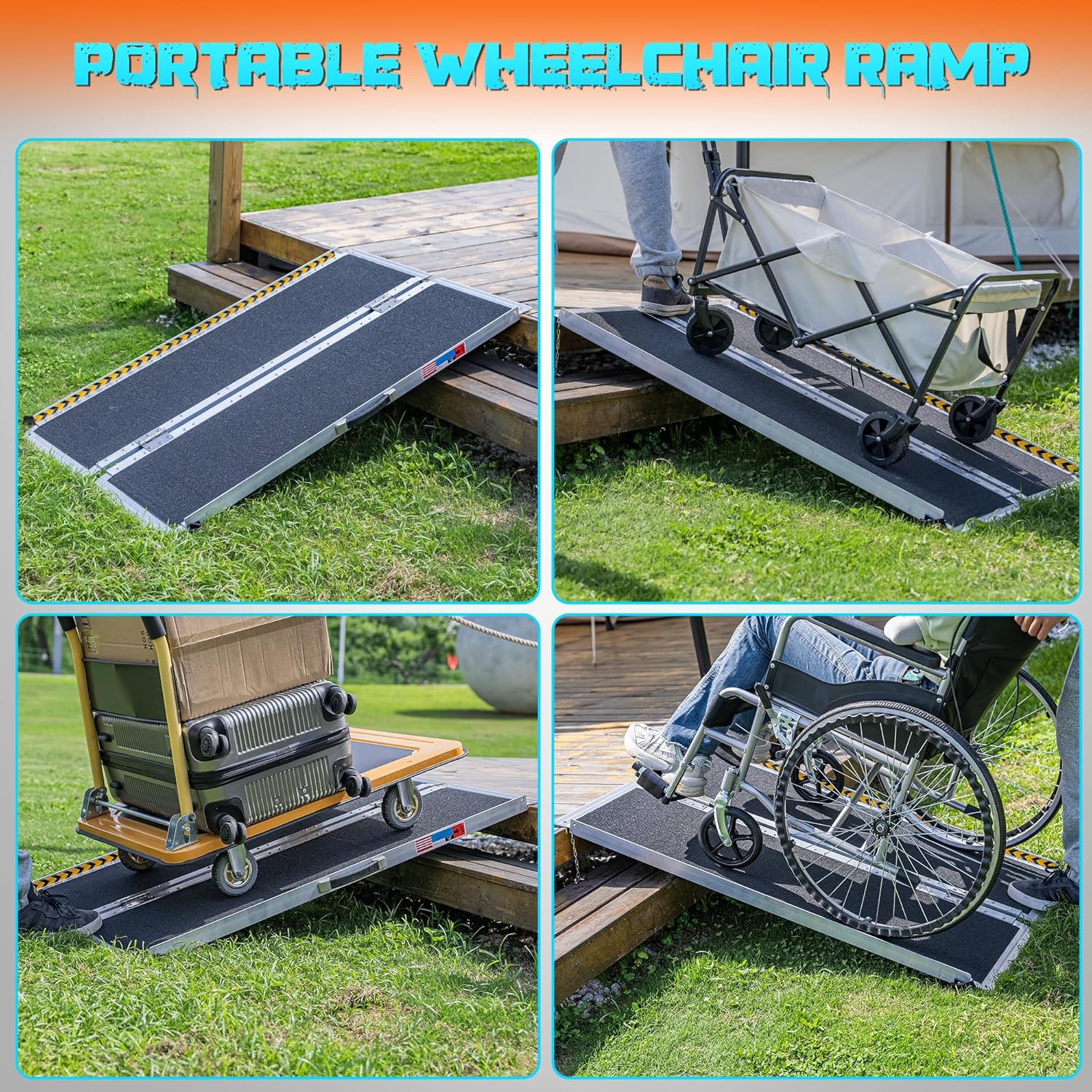 Rampa portátil para silla de ruedas de 4 pies, rampa portátil plegable de aluminio antideslizante, rampas para sillas de ruedas para el hogar,