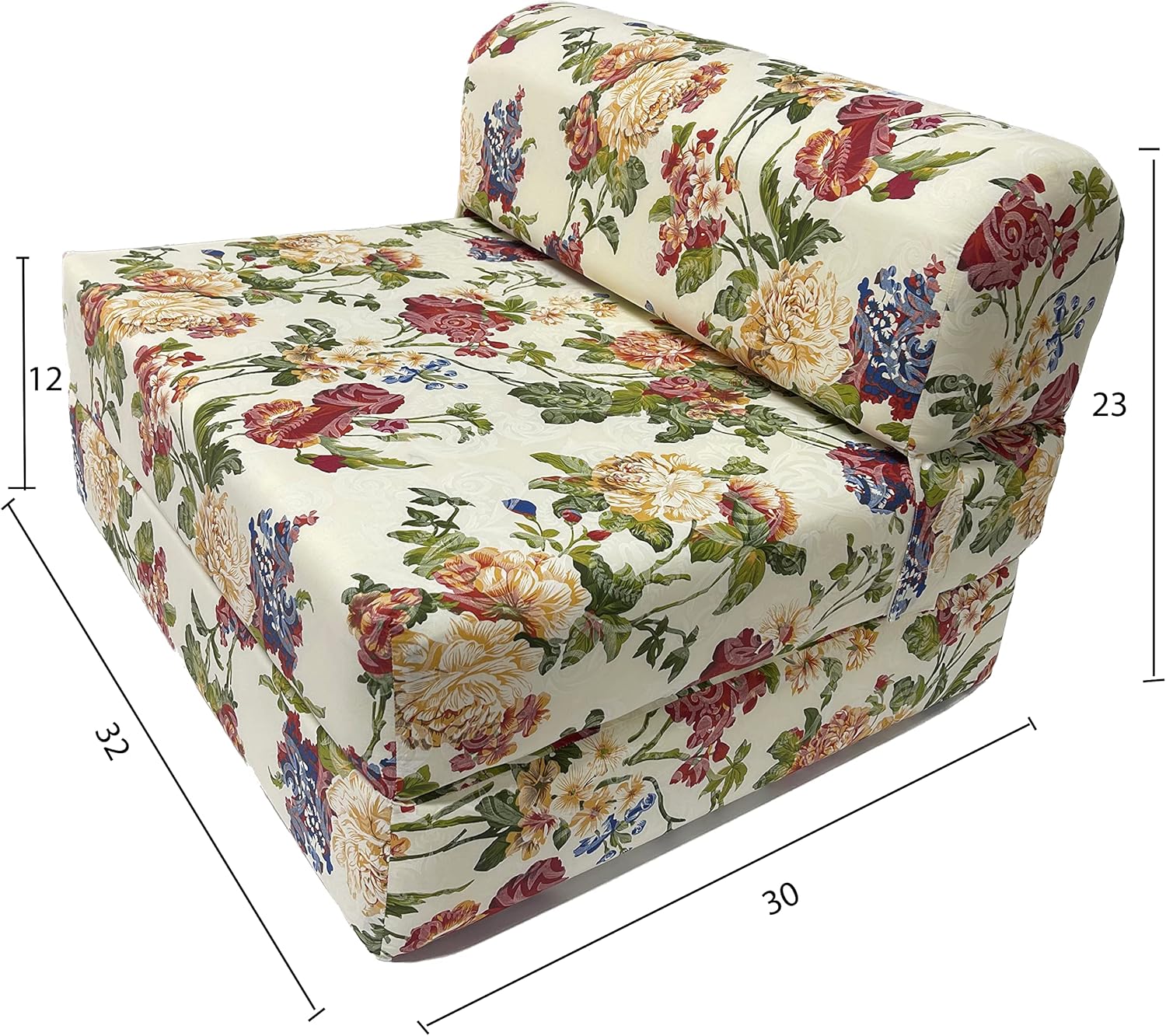 D&D Futon Furniture Cama plegable de espuma, sofá cama portátil de estudio para invitados (rosas grandes, 70 x 32 x 6)