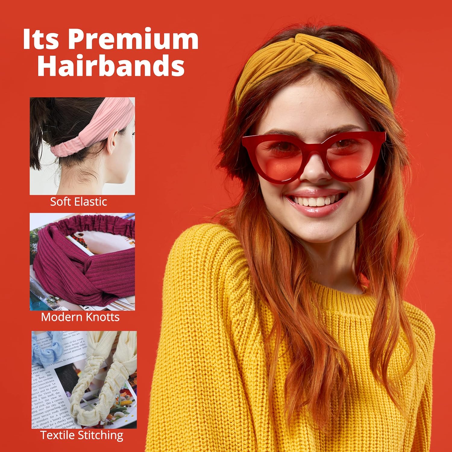 LOTUS78 Diademas para mujer. Paquete de 8 bandas para la cabeza, bandas de tela suave para el cabello de las mujeres. Banda elástica para el sudor