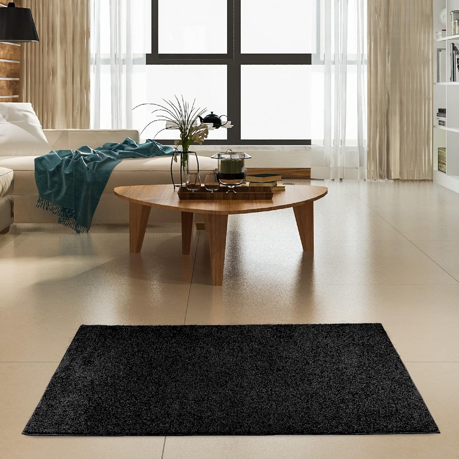 Alfombrilla de color liso, de felpa, moderna, alfombra adecuada para los niños y mascotas Fabricada en EE.UU., forma rectangular, alfombrilla ideal
