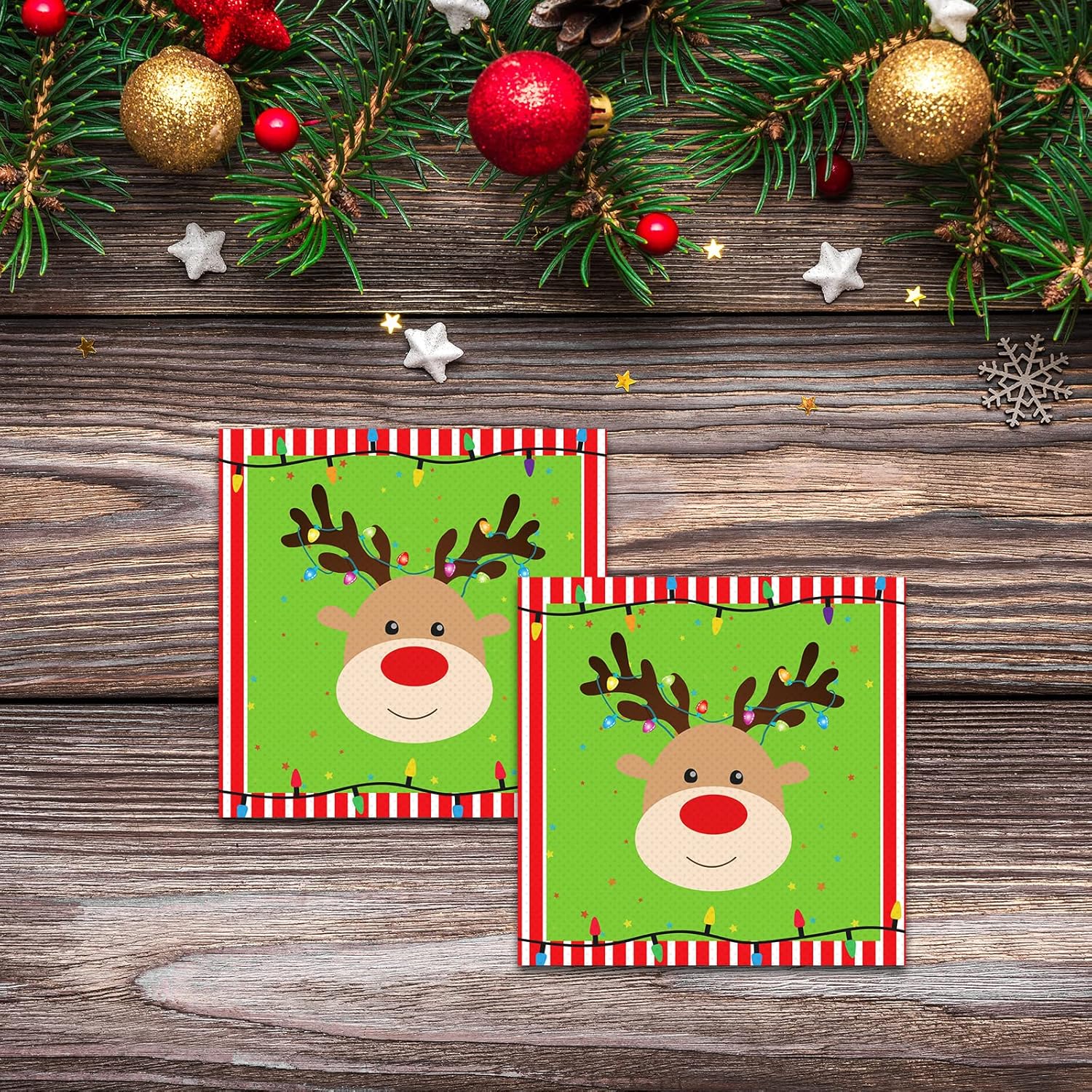 Servilletas de renos de Navidad para suministros de fiesta de Feliz Navidad, servilletas de papel desechables para invitados, servilletas de