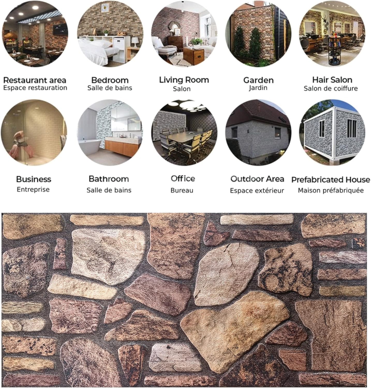 Dundee Deco Paneles de pared 3D revestimiento de pared de aspecto de piedra marrón caoba, revestimiento de espuma de poliestireno para aplicaciones