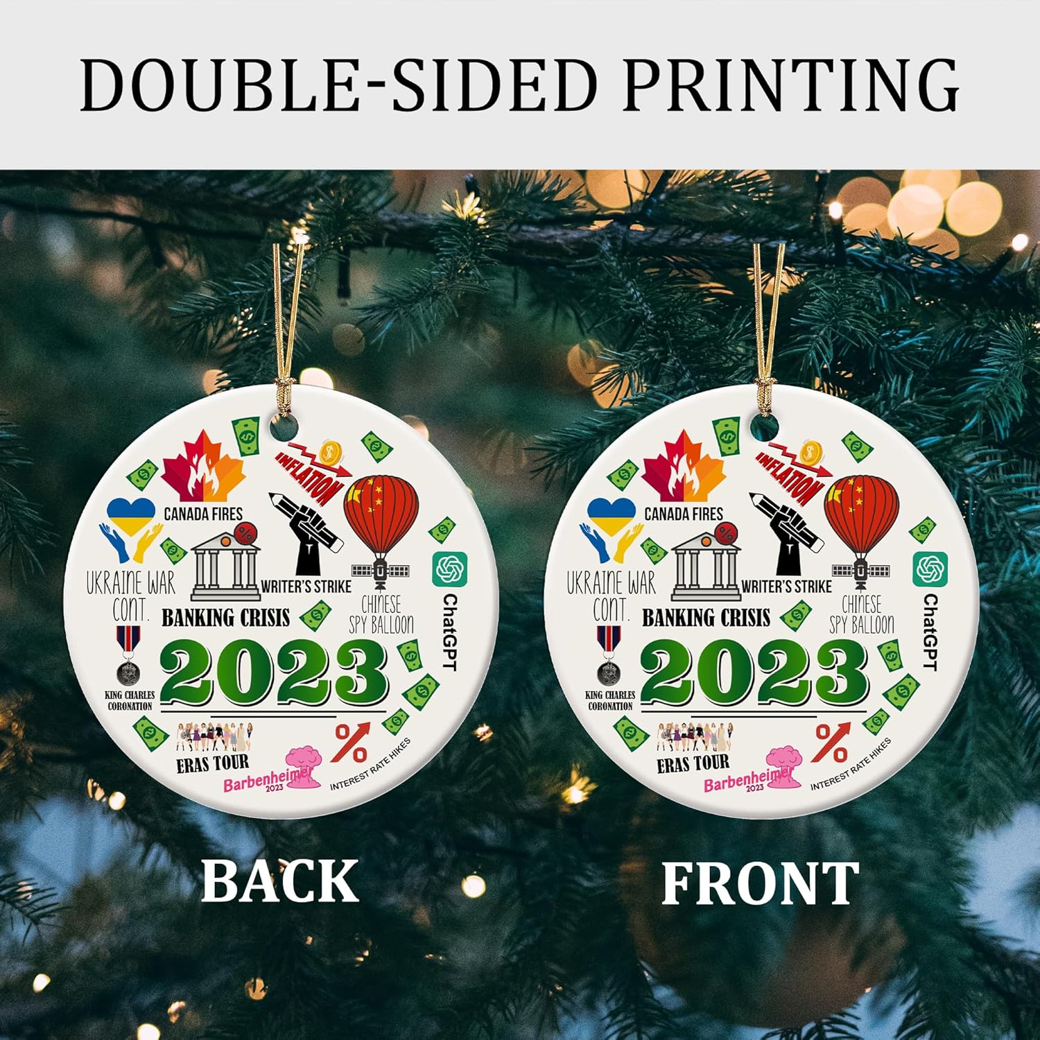 Adorno de Navidad 2023, regalos para pareja, adornos para árbol de Navidad, accesorios para colgar, decoración de adornos de Navidad