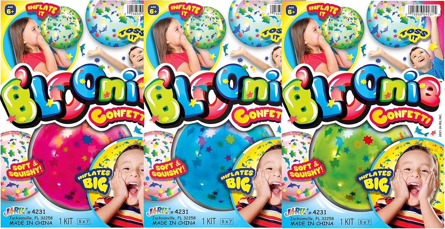 JA-RU Globos inflables de confeti (1 bola de confeti) Burbuja rellena de purpurina de confeti transparente para niños y adultos. Juguete de verano