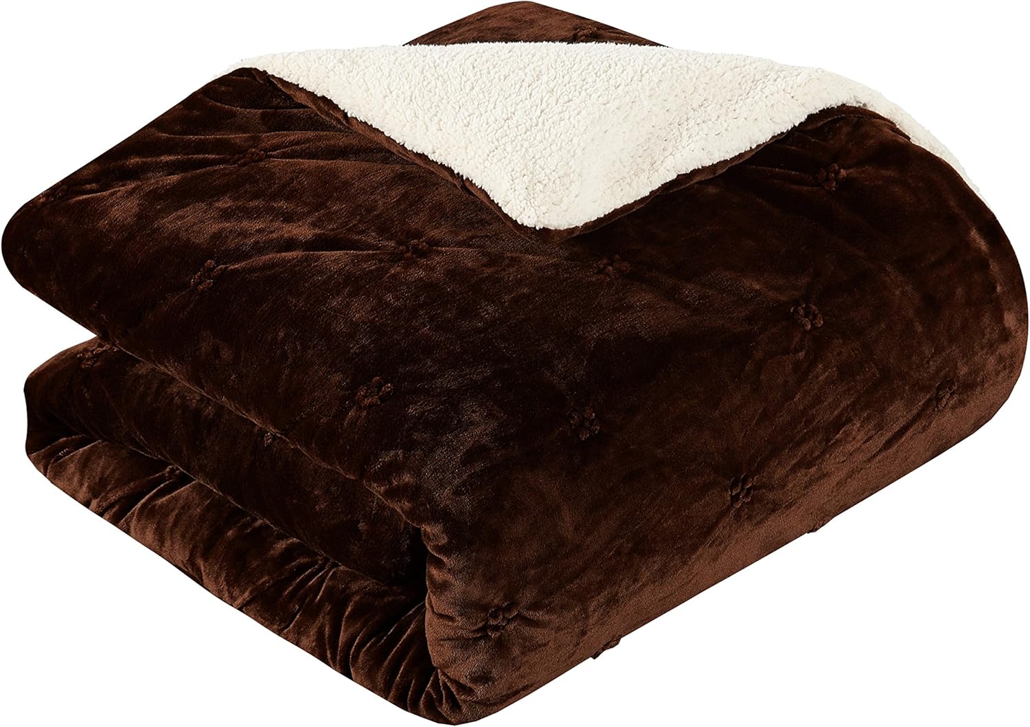Chic Home CS4800-AN Josepha – Edredón plisado con volantes y frunces, forro de sherpa, beige, individual extra largo