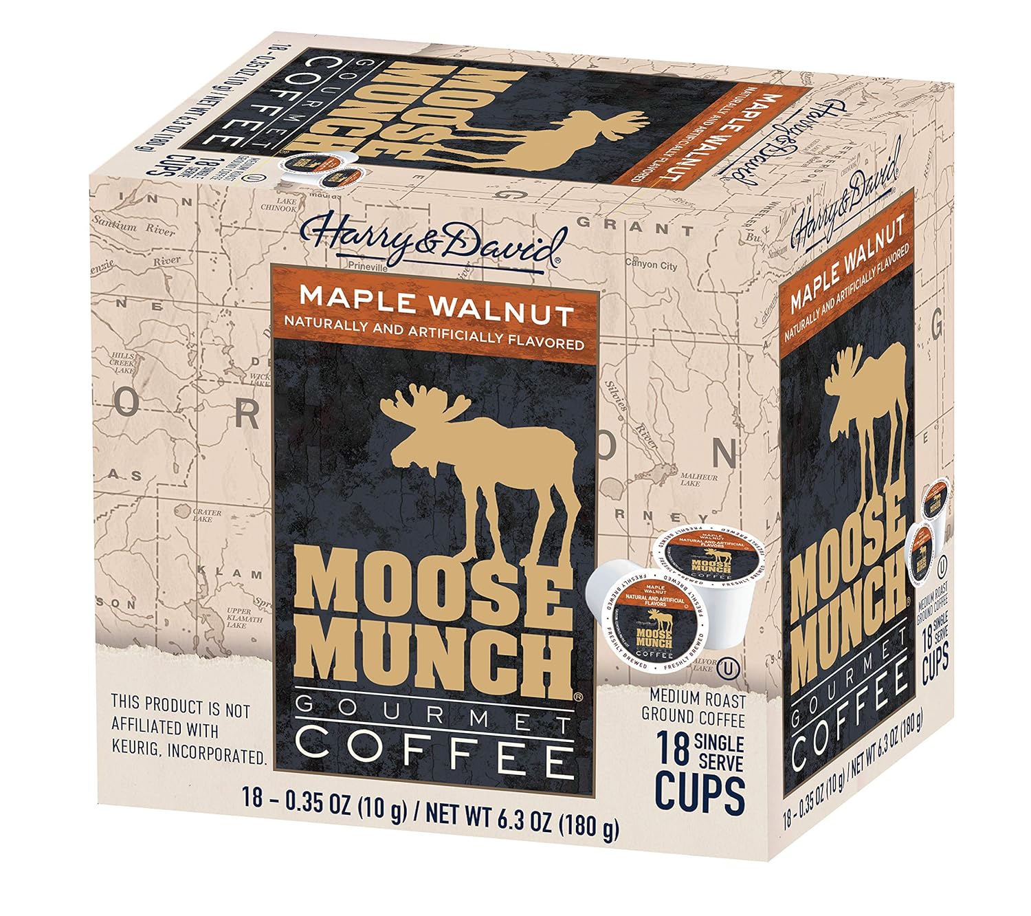 Moose Munch Café de porción individual de Harry & David, cajas de 418 unidades (72 unidades) (nuez de arcea) tostado medio