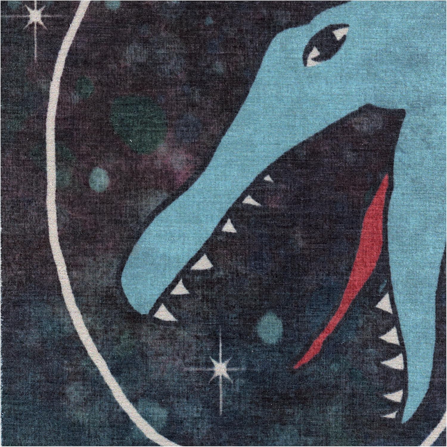 RUGGABLE Dinosaur Space – Alfombra lavable perfecta para niños, para guardería, sala de juegos, habitación de niños, apta para mascotas y niños,