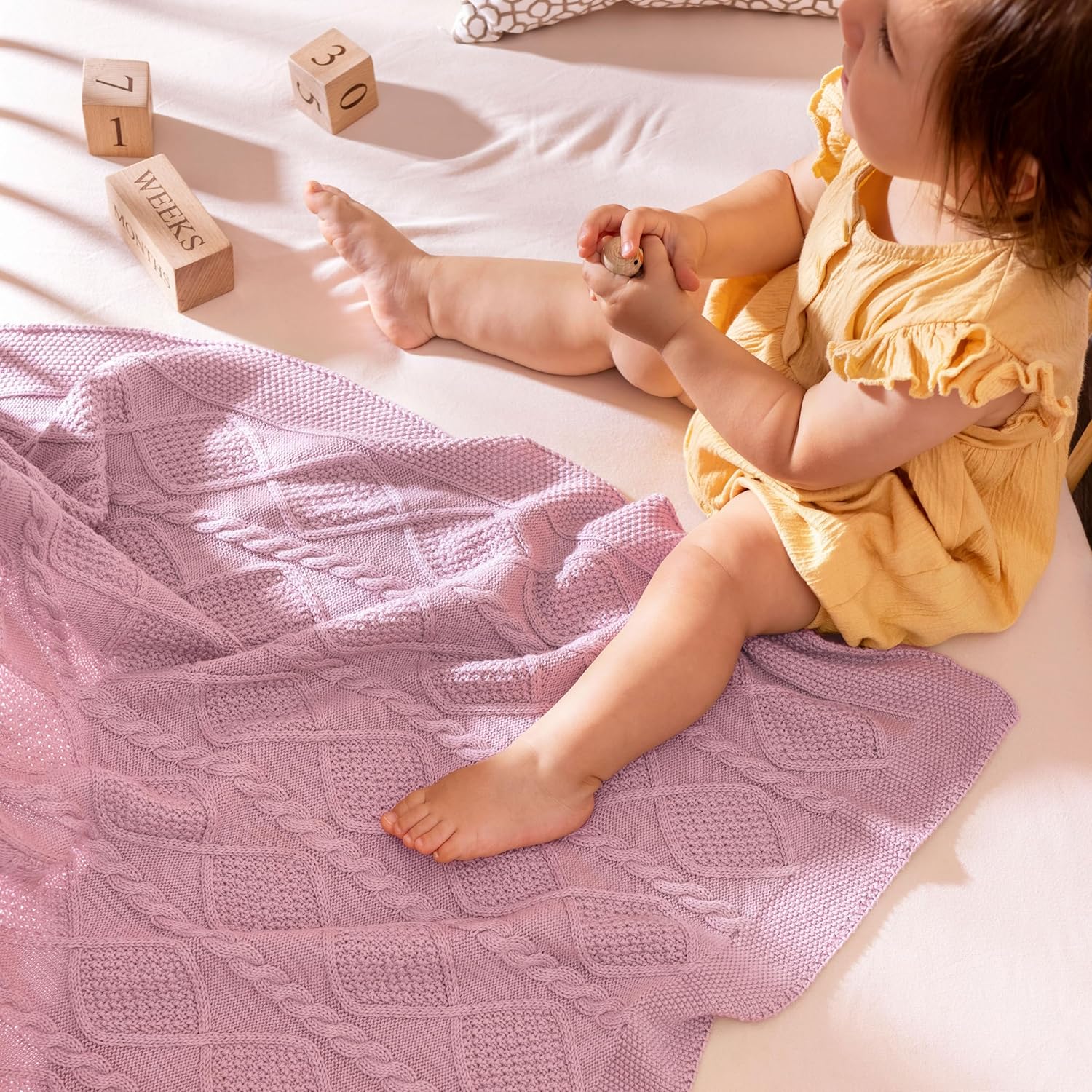 Haz lo que amas  Manta de punto para bebés para niñas y niños, algodón orgánico suave y acogedor, manta de recepción para cuna, manta de regalo para