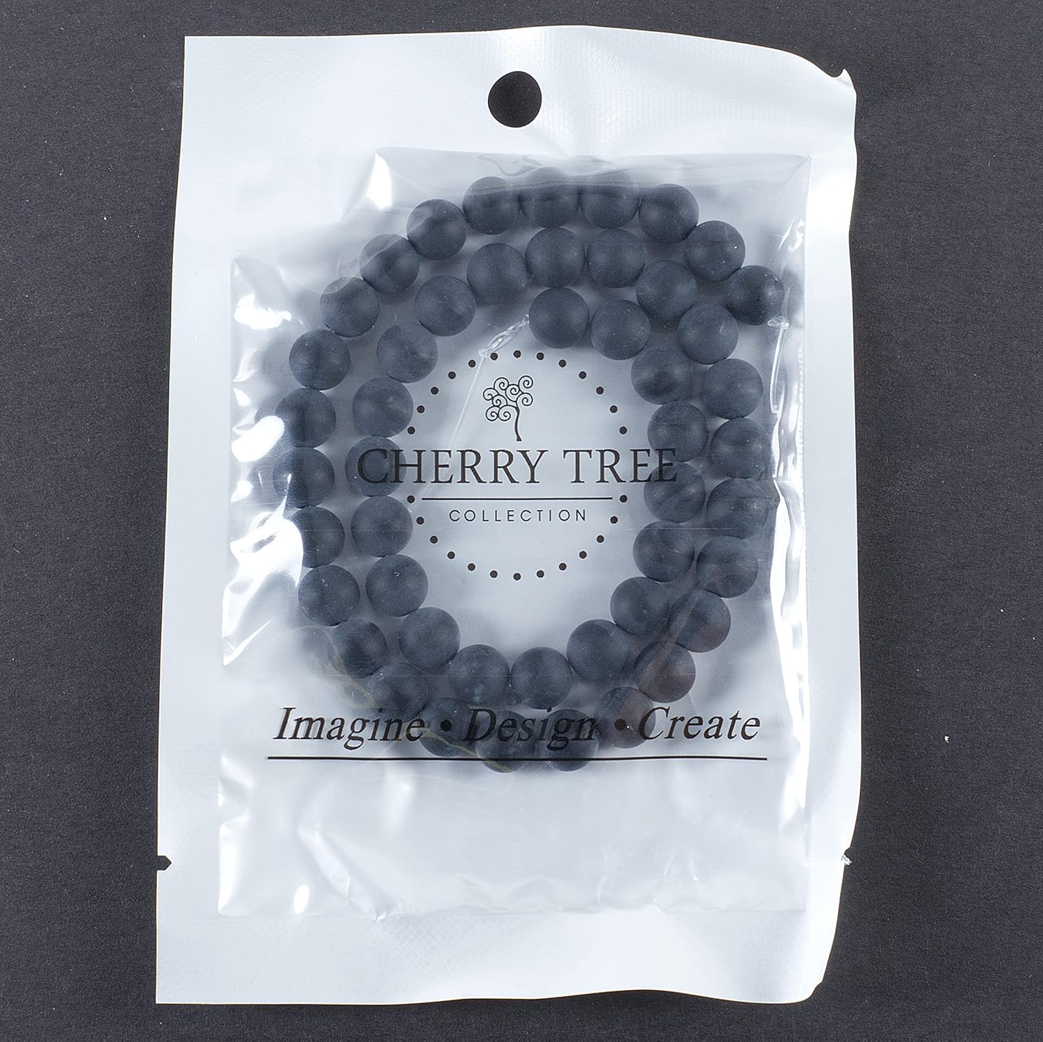 Cherry Tree Collection Cuentas redondas de ágata negra mate de 0.315 pulgadas para la fabricación de joyas, 1 hebra, 45 unidades