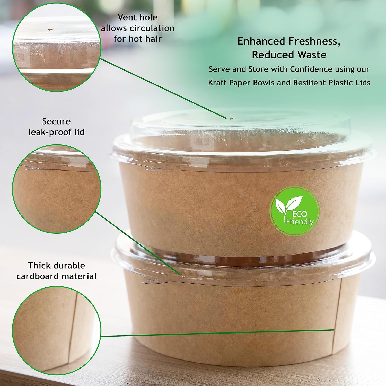 Galashield Tazones desechables con tapa, cuencos de papel para preparación de comidas, recipientes de comida para ramen con tapas para ensalada para