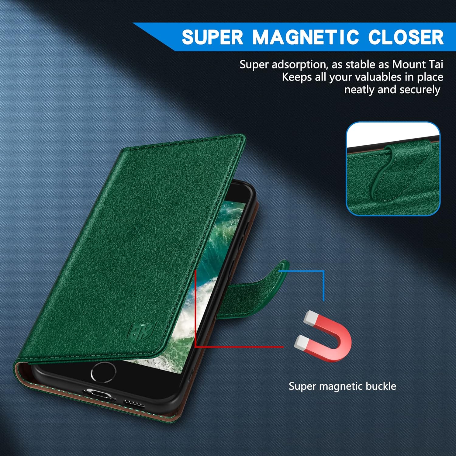 ZZXX Funda tipo cartera para iPhone 7iPhone 8iPhone SE 2022 (2020) con bloqueo RFID, ranura para tarjetas, función atril, cierre magnético, funda