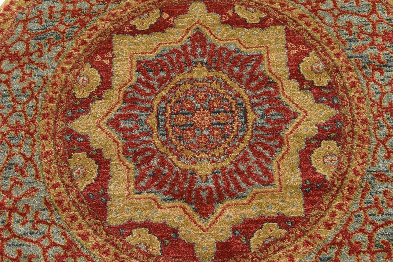 Unique Loom Palace Collection – Alfombra Saray (3 pies 3 pulgadas, redonda, rojoazul)