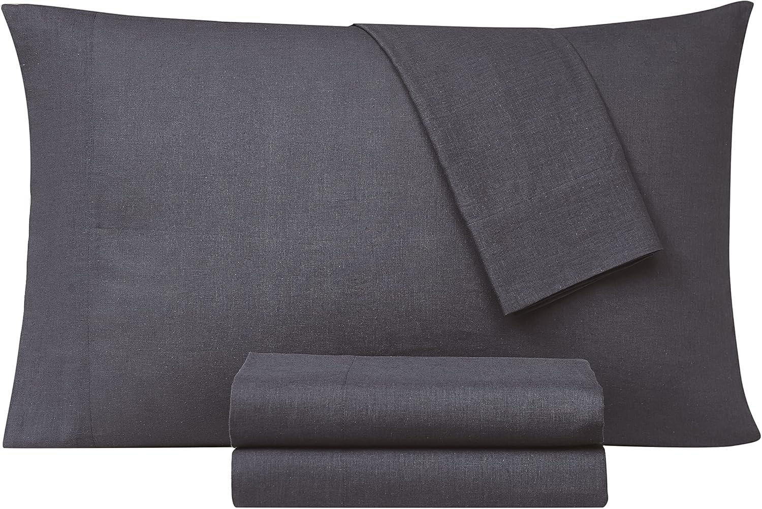 FRYE Juego de sábanas y fundas de almohada de 2 piezas, secado rápido, mezcla de lino y algodón transpirable, azul oscuro