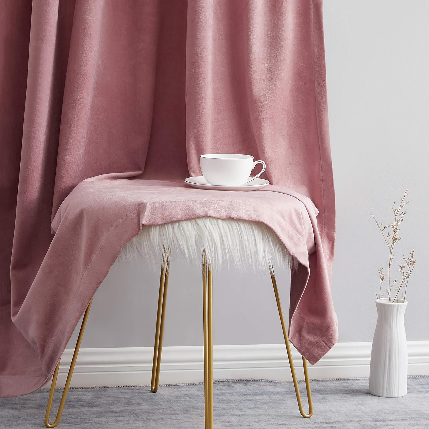 HLC.ME – Paños de cortina decorativos Lopez de primer nivel, suaves, traslúcidos con agujero para barra tratamiento de ventanas para dormitorio y