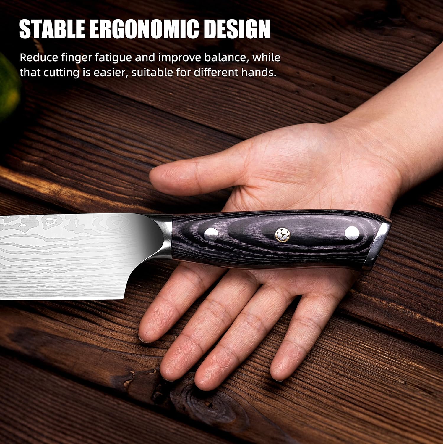 Cuchillo de chef de 8 pulgadas, cuchillo de chef japonés, cuchillo de chef de damasco, acero inoxidable de alto carbono forjado para cortar frutas