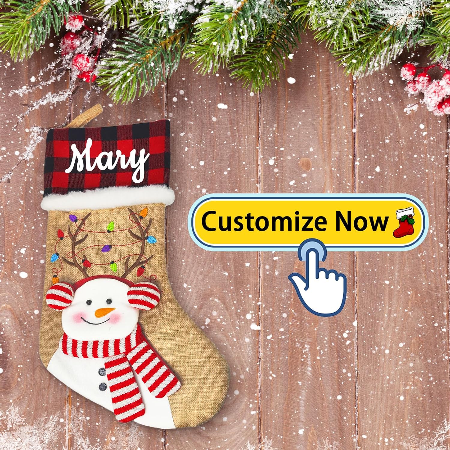 Calcetín de Navidad personalizado con nombre, medias de Navidad personalizadas, regalos de decoración de Navidad personalizados para familiares y