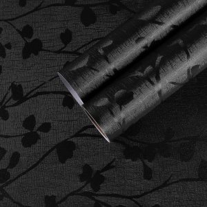 CHIHUT Papel tapiz negro para despegar y pegar, papel de contacto negro con relieve de seda, autoadhesivo, vinilo texturizado, decorativo, CHIHUT Papel tapiz negro para despegar y pegar, papel de contacto negro con relieve de seda, autoadhesivo, vinilo texturizado, decorativo,