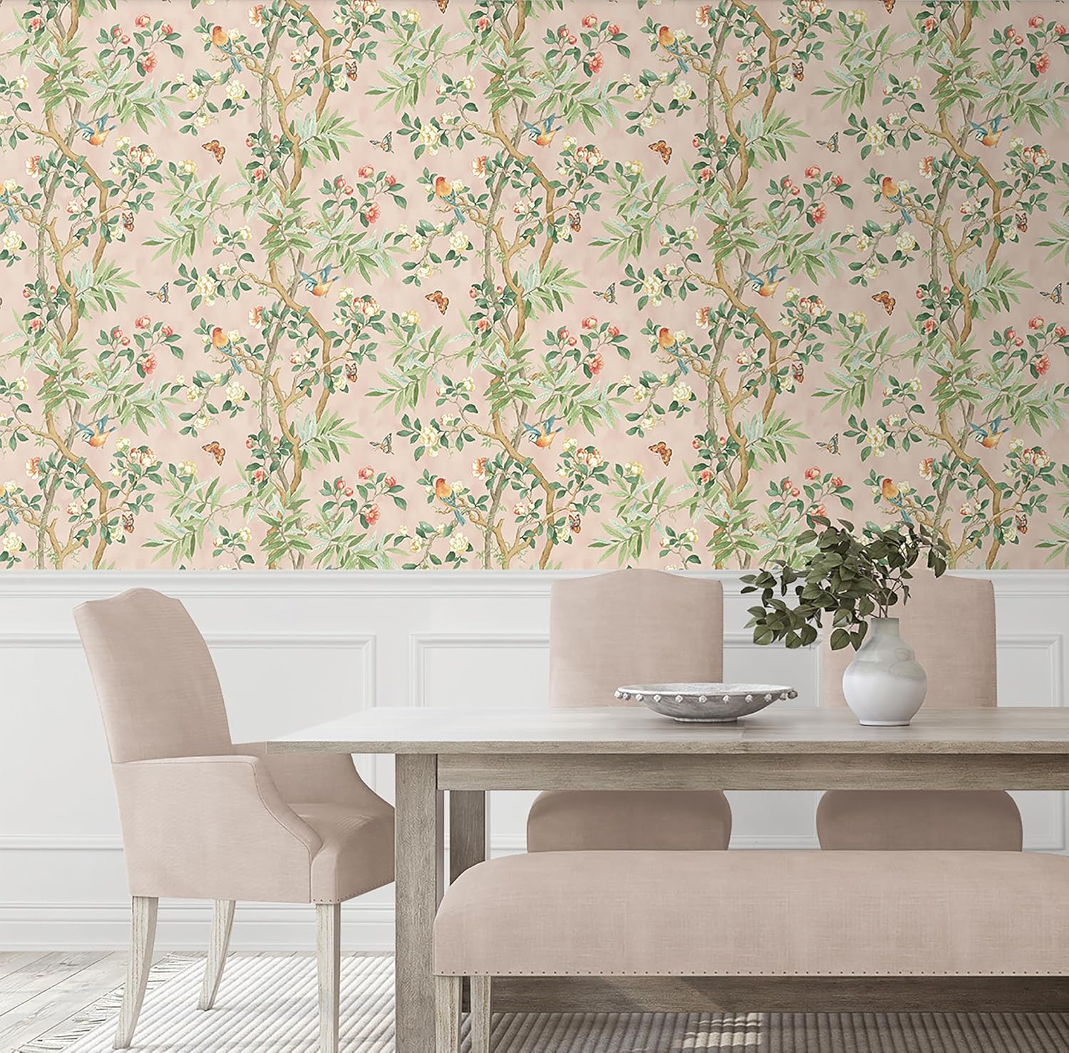 Papel tapiz para despegar y pegar, papel tapiz floral para dormitorio, tocador, cocina, autoadhesivo, vinilo, cobertura de 30.75 pies cuadrados
