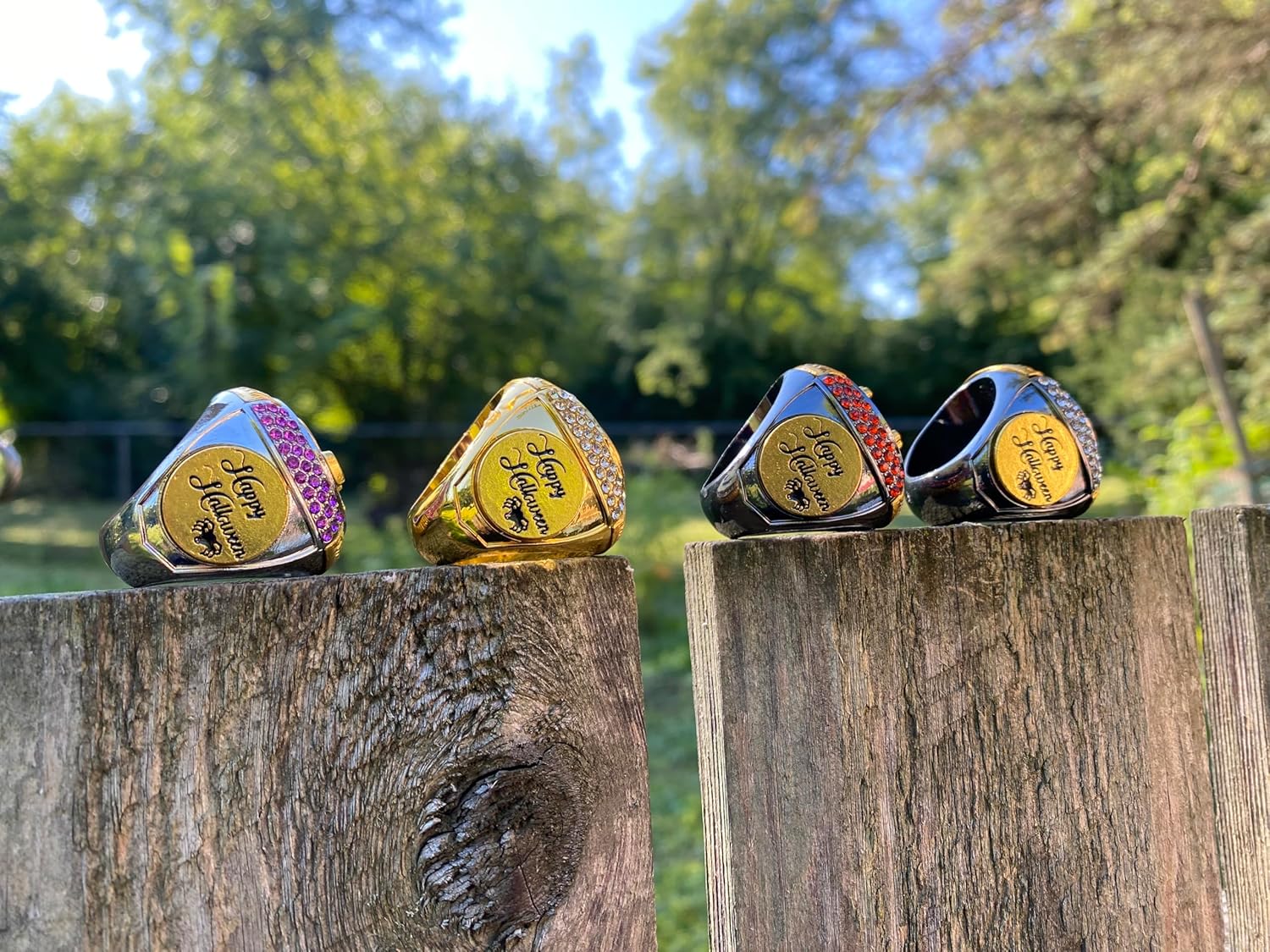 Juego de anillos de trofeo de campeonato de Halloween para el más aterrador, el mejor y más divertido y lindo concurso de disfraces, medalla de