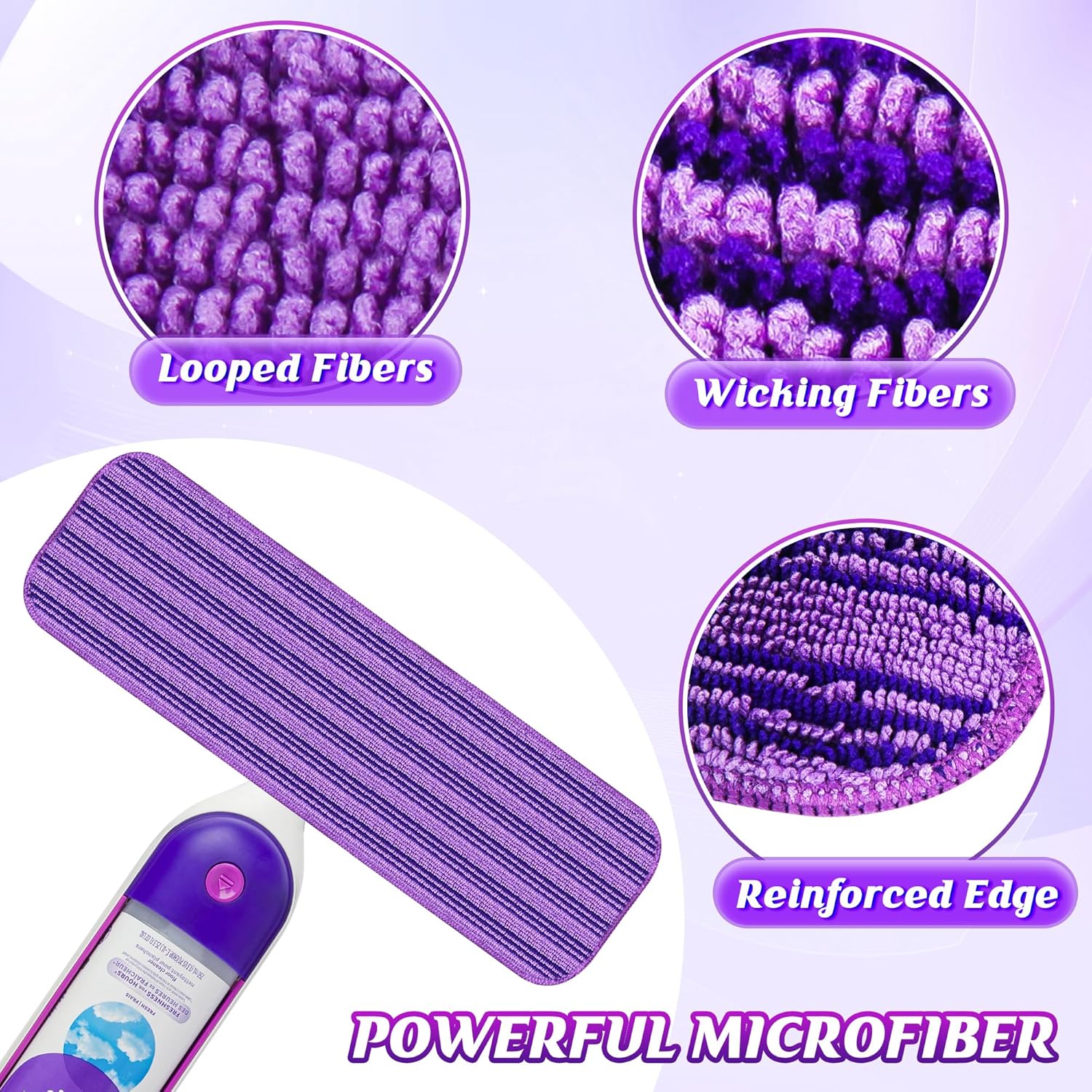Almohadillas reutilizables para trapeador compatibles con Swiffer Powermop (paquete de 4), repuestos de almohadillas de microfibra Papclean para