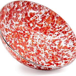 Golden Rabbit Enamelware – Cuenco de catering de 5 cuartos de galón (remolino del sol) Golden Rabbit Enamelware – Cuenco de catering de 5 cuartos de galón (remolino del sol)