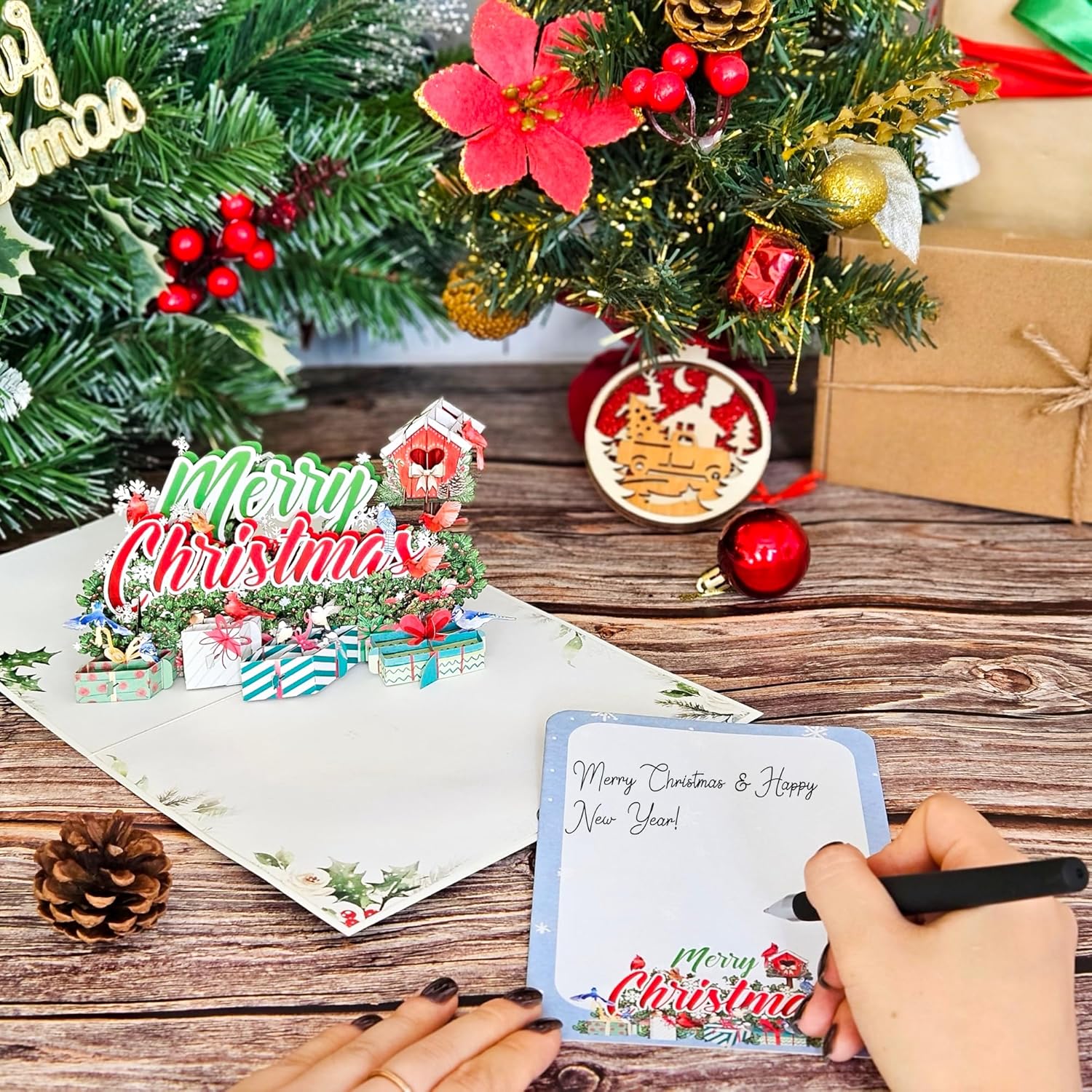22 CRAFT By 22CRAFT Tarjetas de Navidad desplegables, tarjetas de Navidad 3D emergentes de Feliz Navidad, tarjeta de felicitación de Navidad de 6 x