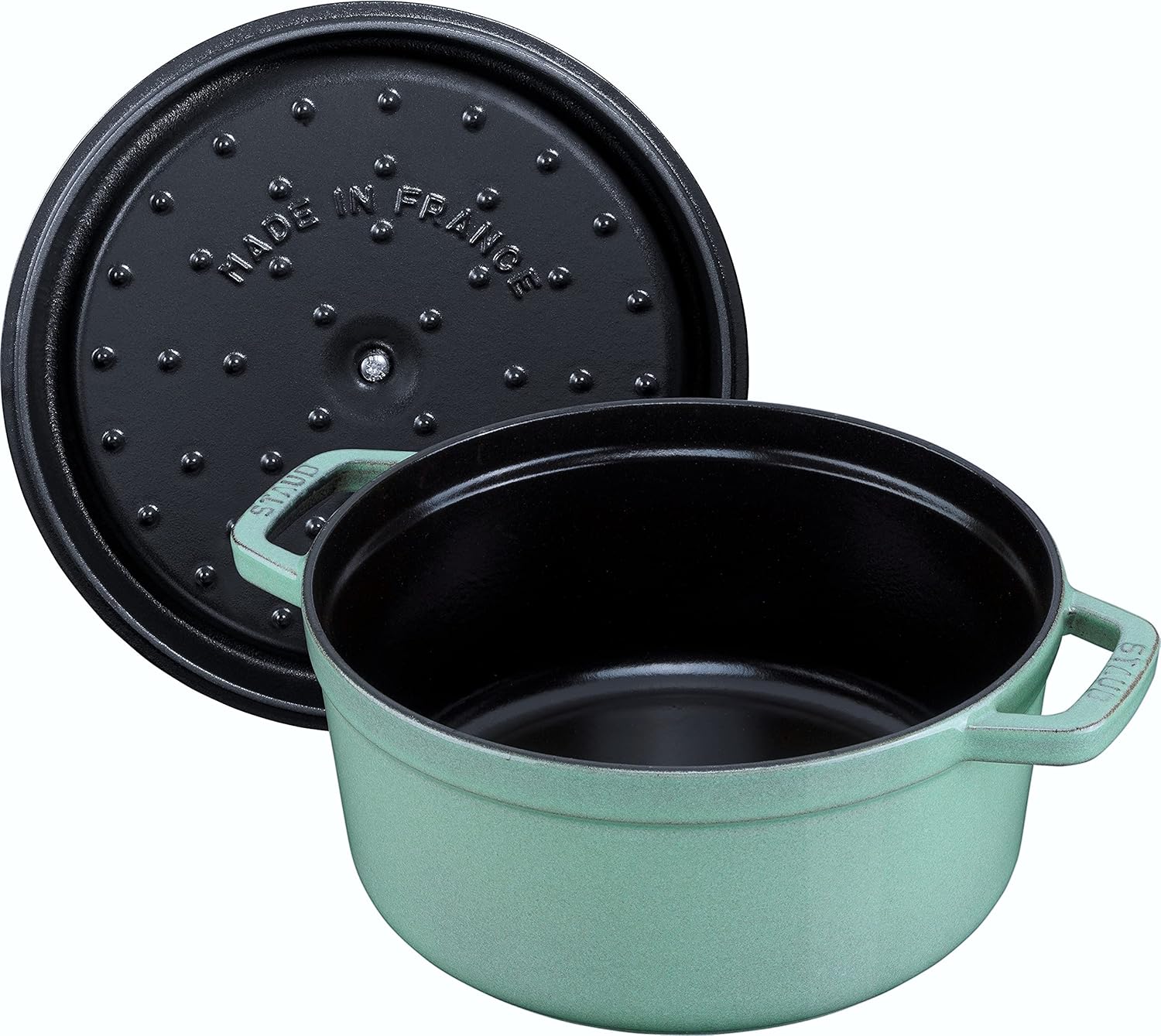 Staub 40508-703″Pico Cocotte Round, Sage Green, 7.9 inches (20 cm), Double Handed, Cast Enameled Pot, Induction Compatible, Japanese Authorized