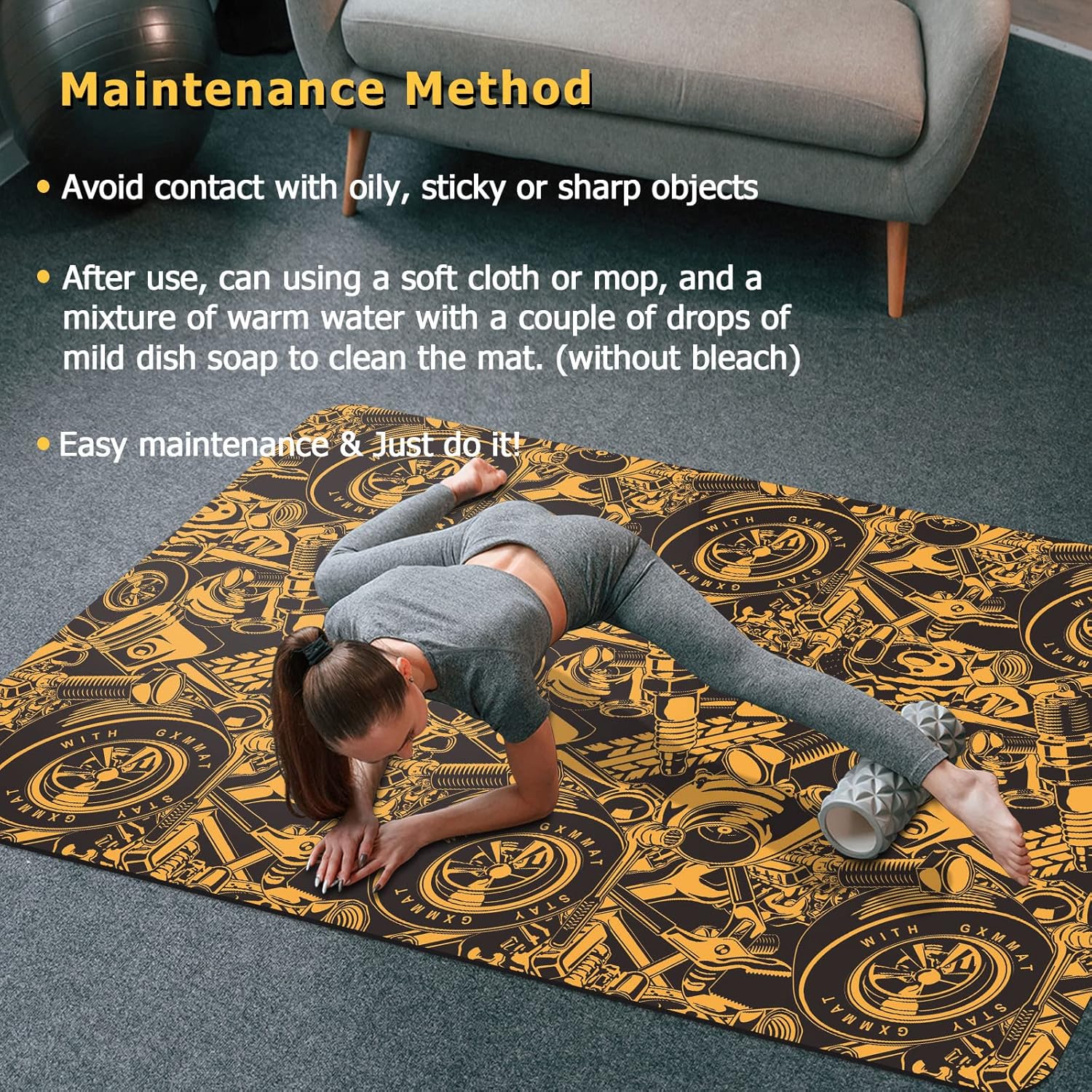 GXMMAT Alfombrilla de ejercicio de goma extra grande de 0.236 x 0.157 x 0.197 in, tapetes de entrenamiento ultra duraderos para suelos de gimnasio