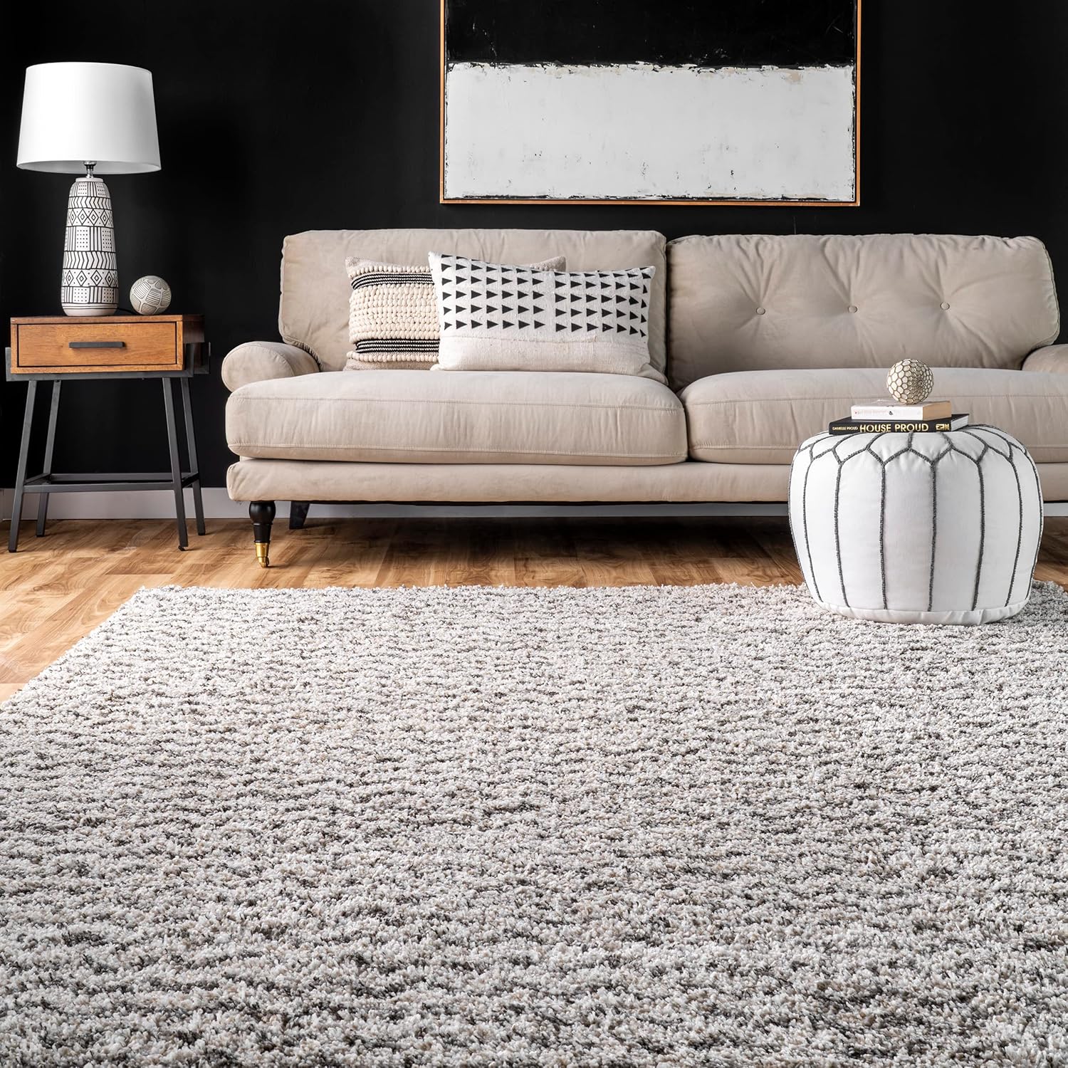 nuLOOM Cuellar Chevron Shag – Alfombra de área (5 x 8 pulgadas), color marfil