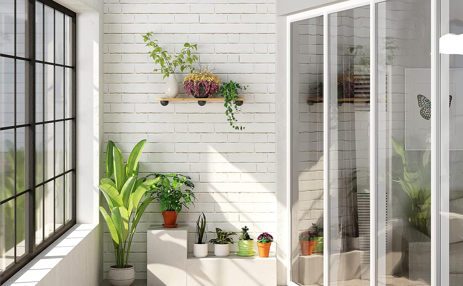 HOEMLIM Soporte para estante, paquete de 4 soportes flotantes rústicos montados en la pared, estantería industrial de tubería resistente para madera