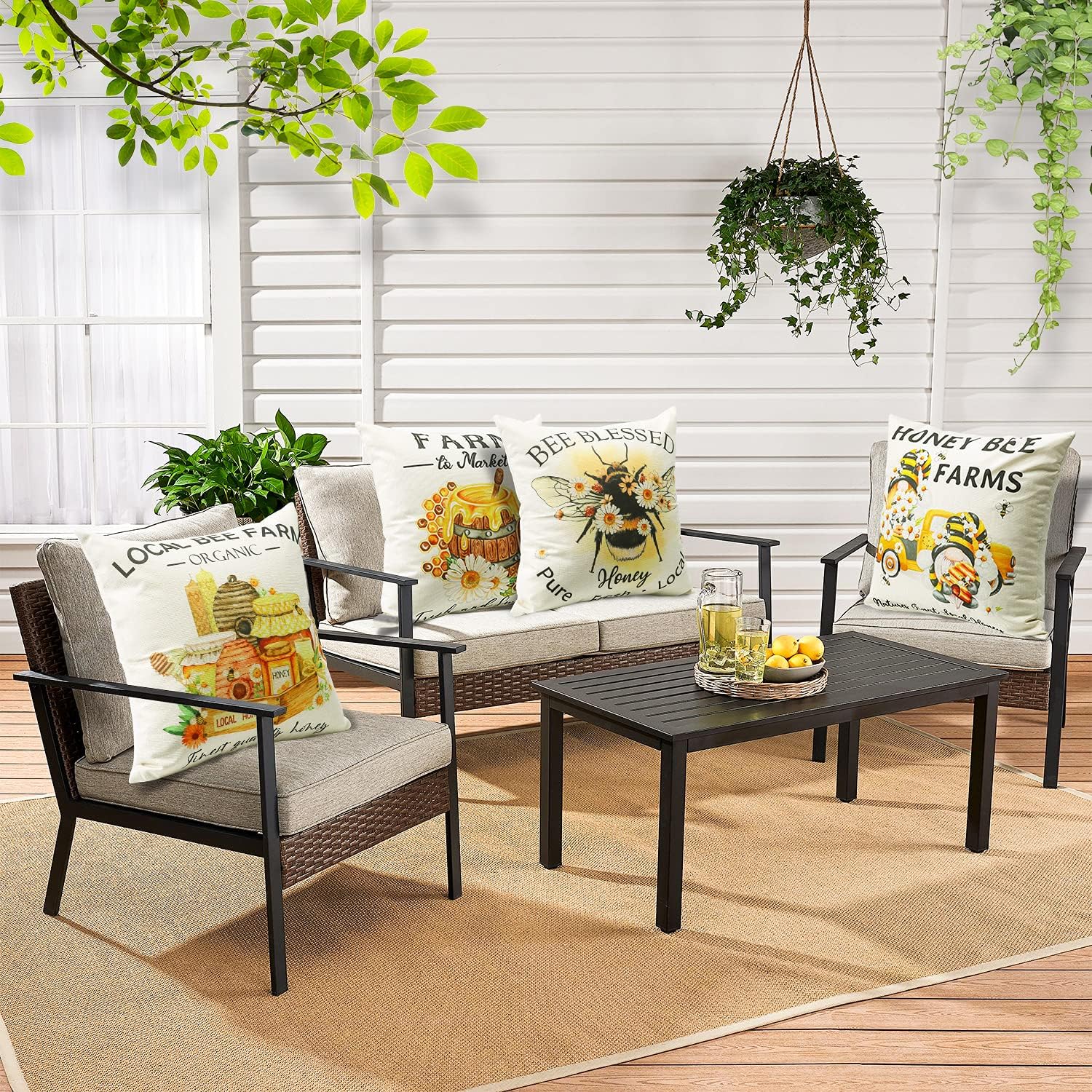 OTOSTAR Paquete de 4 fundas de almohada impermeables para exteriores, decorativas, cuadradas, para jardín, 18 x 18 pulgadas, para decoración de