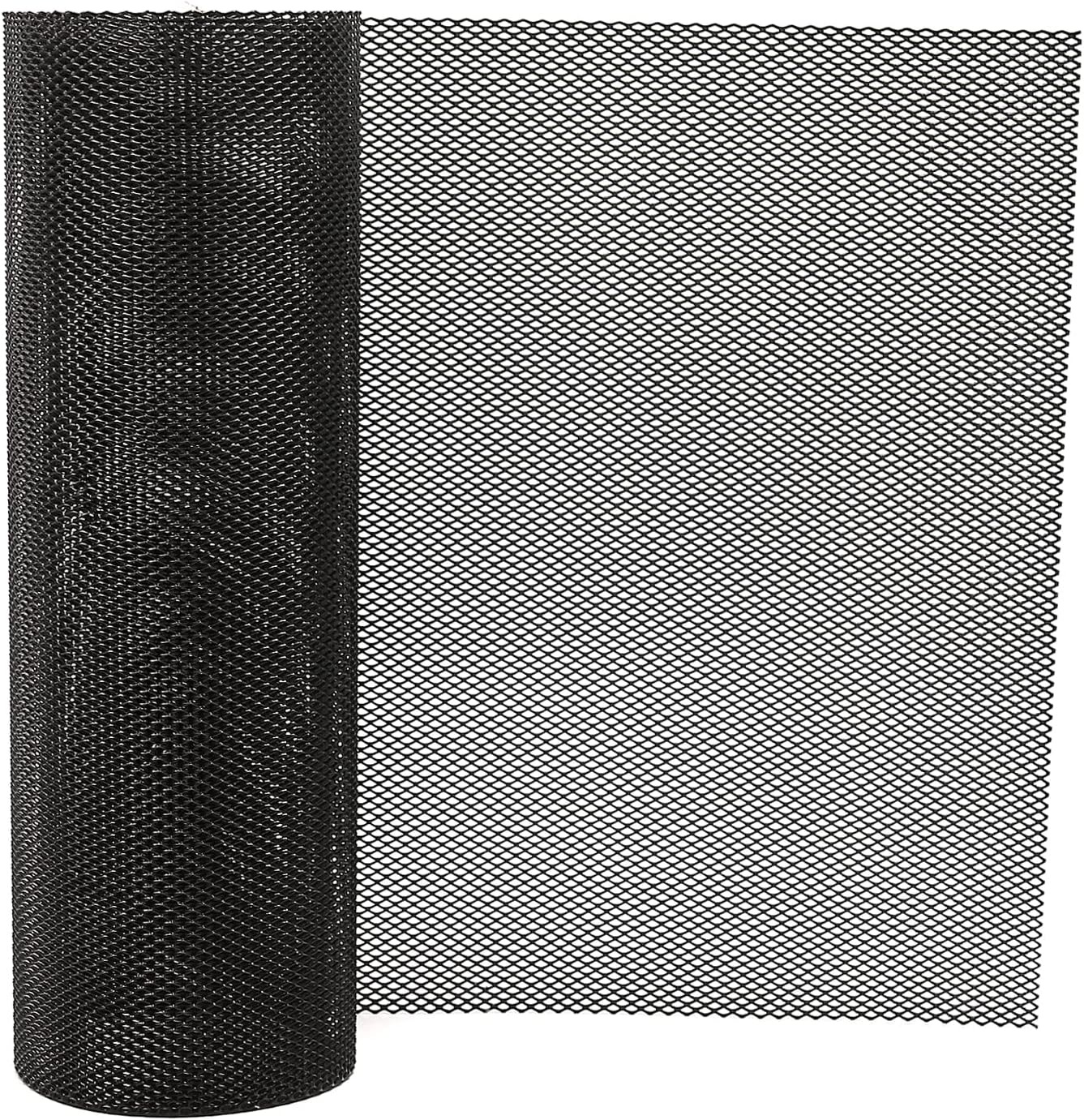 Rollo de malla universal de 40 x 13 pulgadas para automóvil, aleación de aluminio, para bricolaje, parachoques con agujero rómbico, color negro
