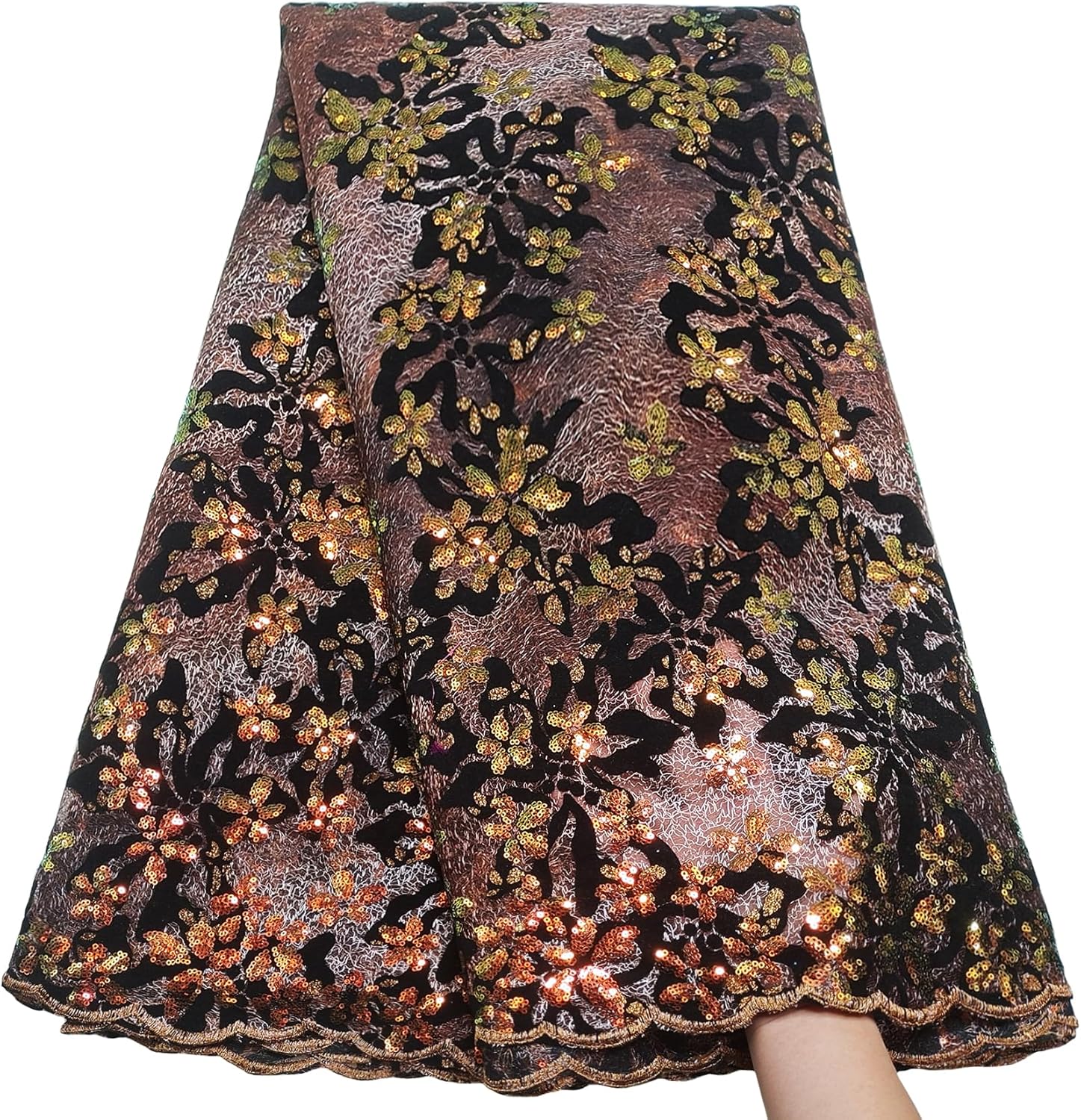 Bestway Tela de encaje africano de terciopelo cortado con láser, 5 yardas, lentejuelas de moda, bordado, malla francesa, material de encaje, mujeres