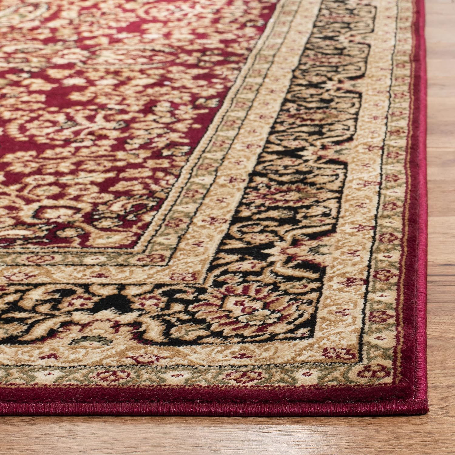 Safavieh Lyndhurst Collection, LNH214A, tapete oriental tradicional en rojo y negro, Polipropileno, RojoNegro