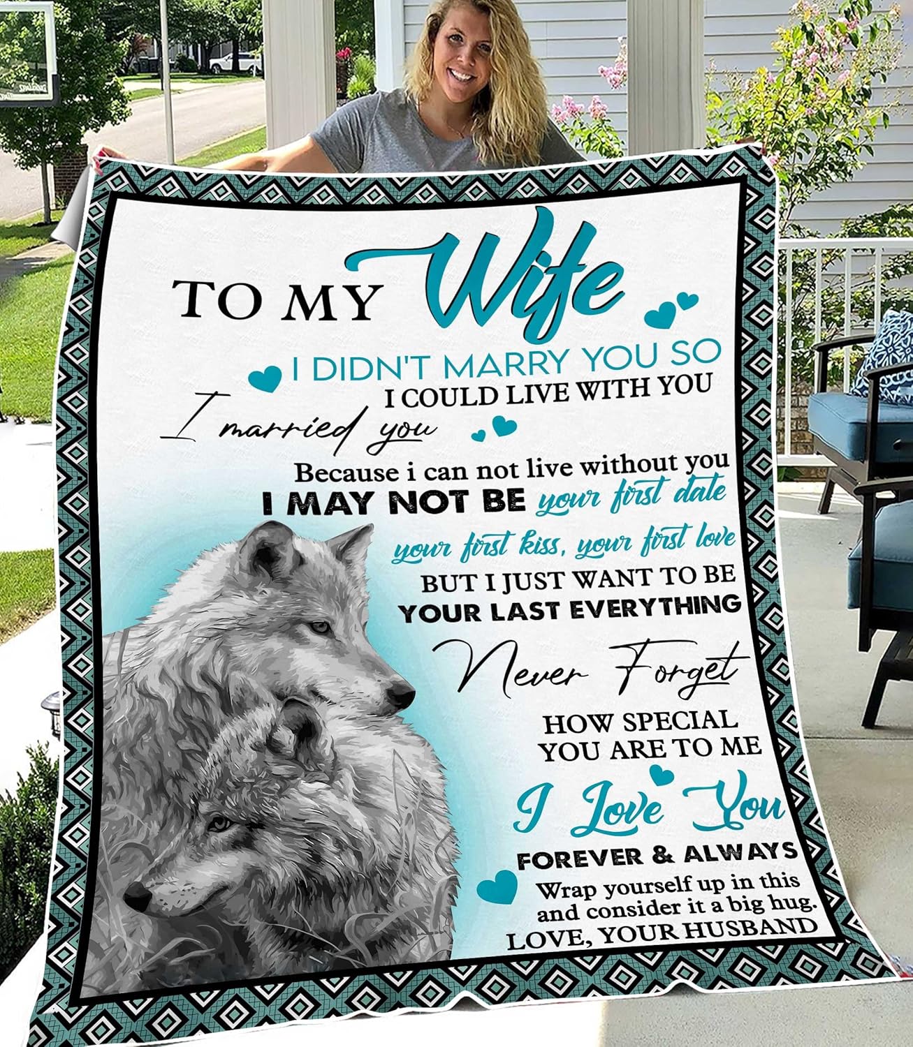 HG86 Manta personalizada con texto en inglés “I Didn’t Marry You So”, manta personalizada con estampado de lobo, regalo para esposa del esposo en