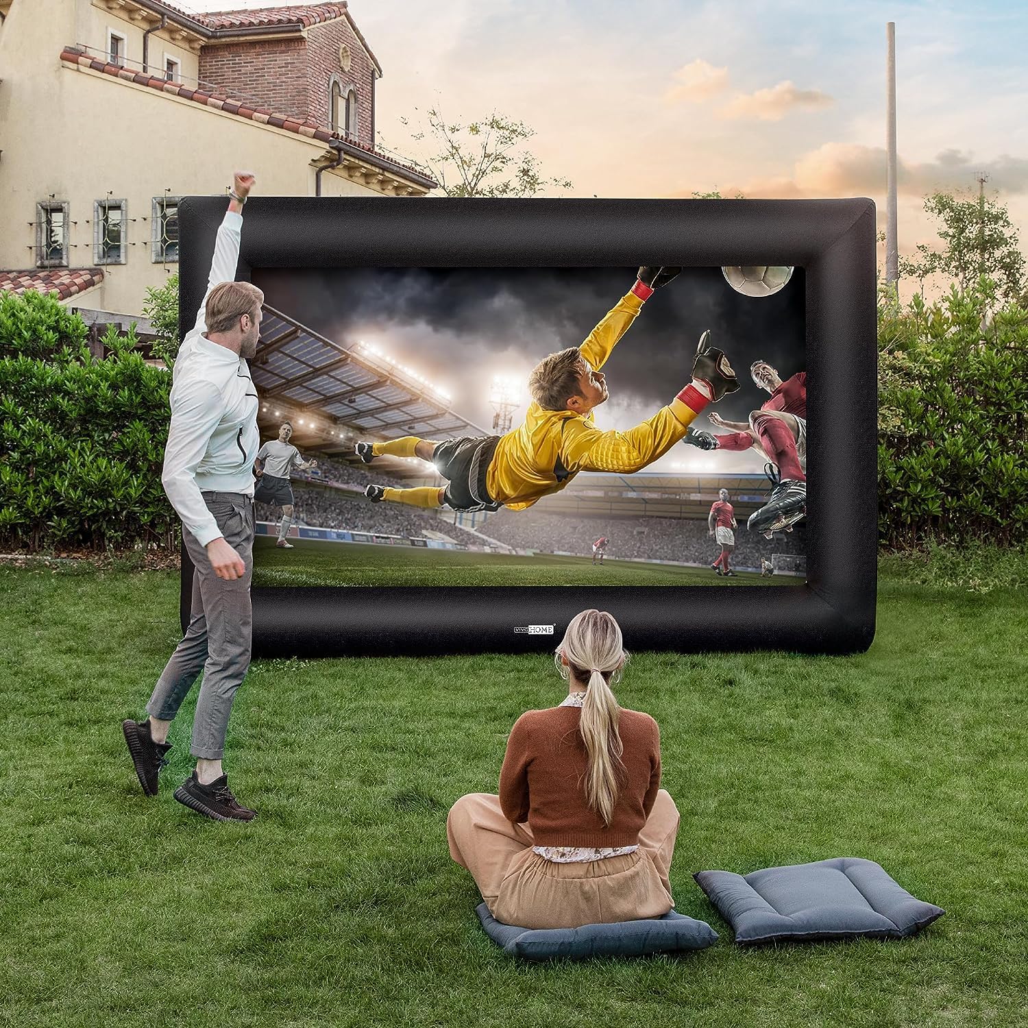 VIVOHOME Pantalla de proyector inflable de 20 pies para exterior, pantalla de cine inflable para uso al aire libre, pantalla de TV Mega grande con