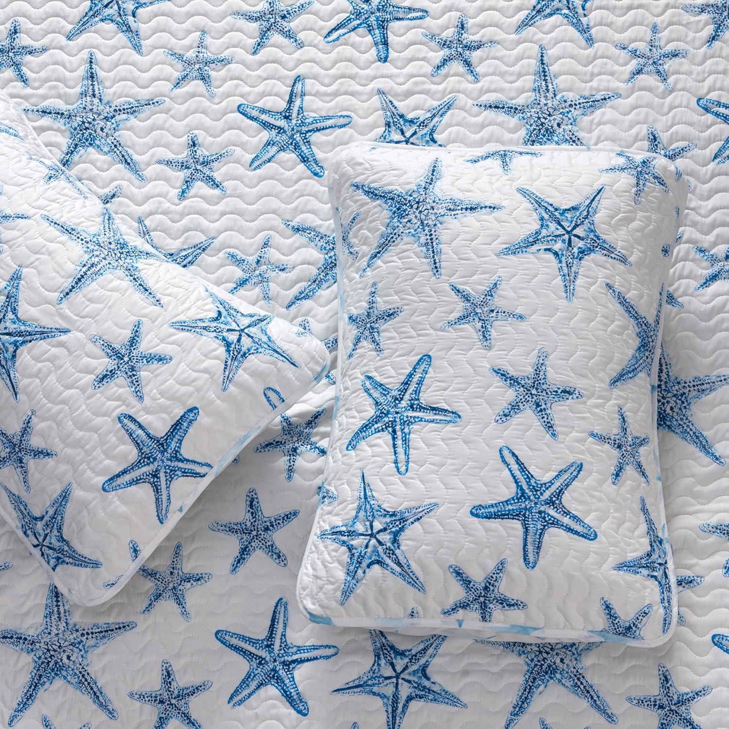 Juego de cama de edredón costero tamaño matrimonialQueen, edredón de verano con fundas, juego de edredón reversible de 3 piezas para playa Colcha