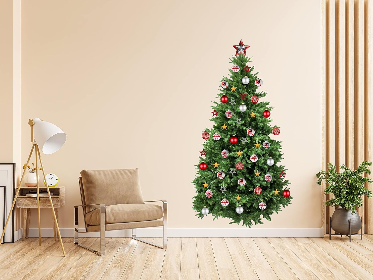 Vinilo adhesivo para pared de árbol de Navidad, adornos de pino grande, decoración para sala de estar, habitación de los niños, decoración mural de