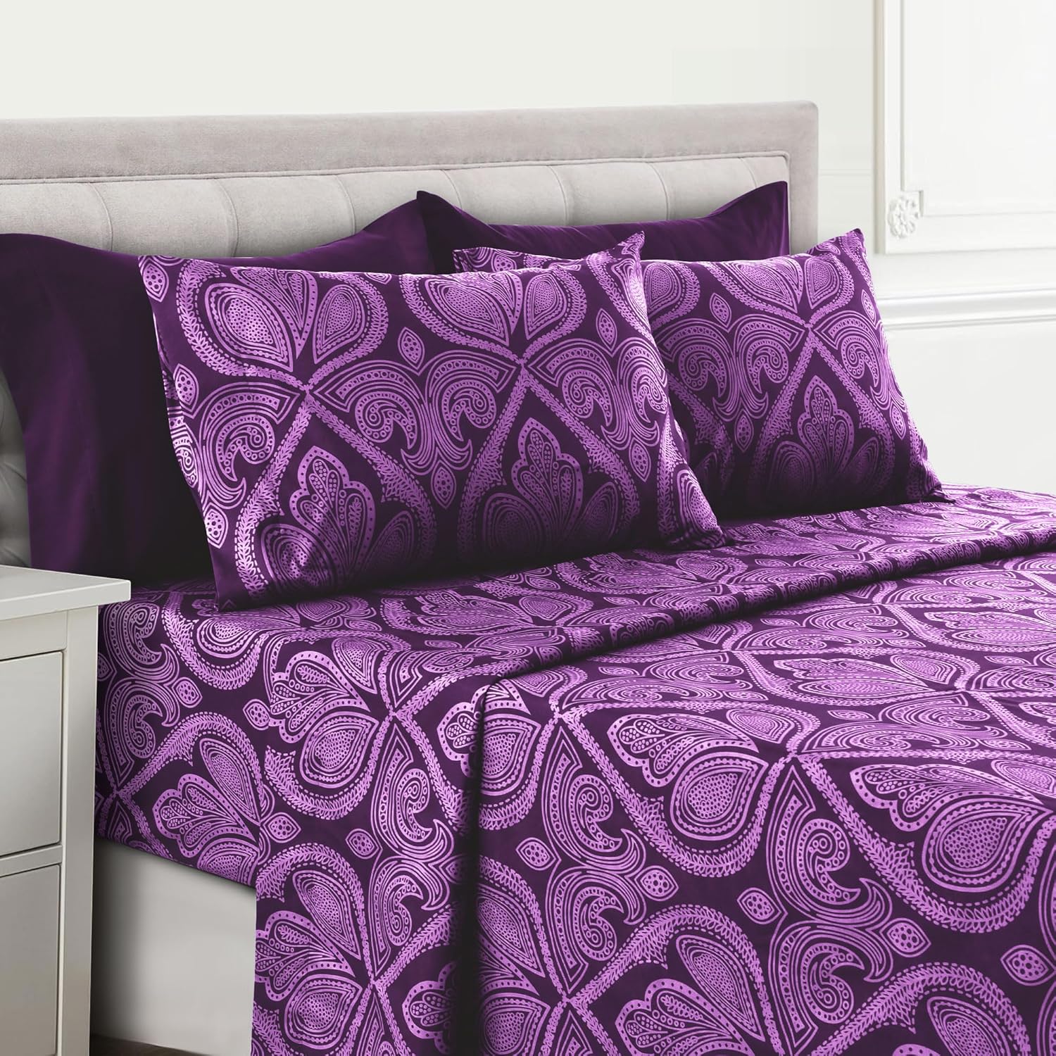 LDC Lux Decor Collection – Juego de sábanas, 6 piezas, microfibra cepillada alta ozyd, fundas, bolsillo de sábana de hasta 16pulgadas de profundidad