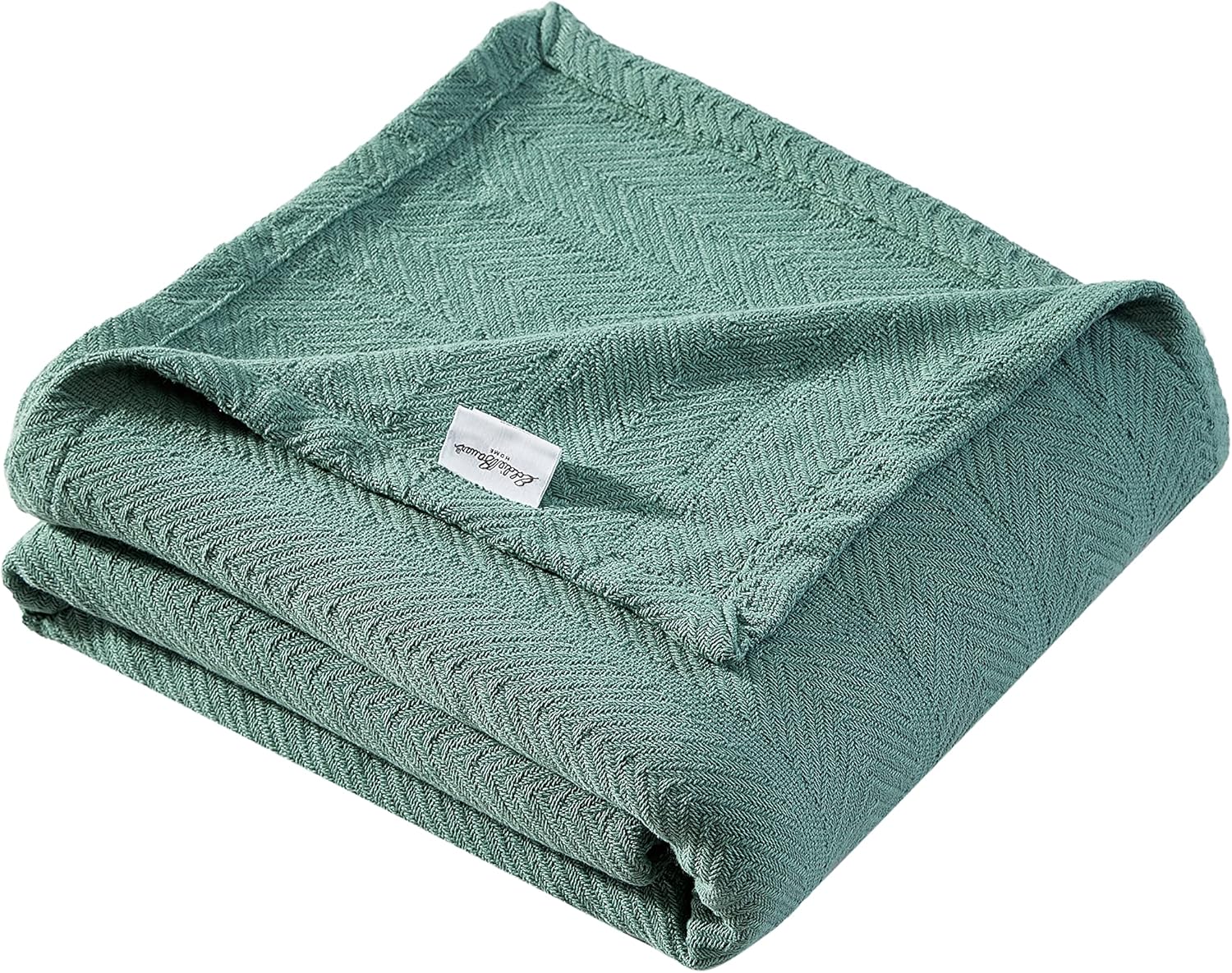 Eddie Bauer 213122 – Manta con patrón en forma de espiga, individual, raya azul, Algodón, Verde, gemelo