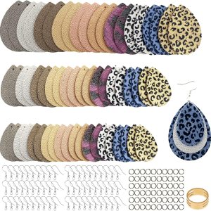 AOUXSEEM Juego de 181 pendientes de piel sintética para hacer manualidades, contiene 60 pendientes de vinilo metálico y tela impresa de leopardo, 60 AOUXSEEM Juego de 181 pendientes de piel sintética para hacer manualidades, contiene 60 pendientes de vinilo metálico y tela impresa de leopardo, 60